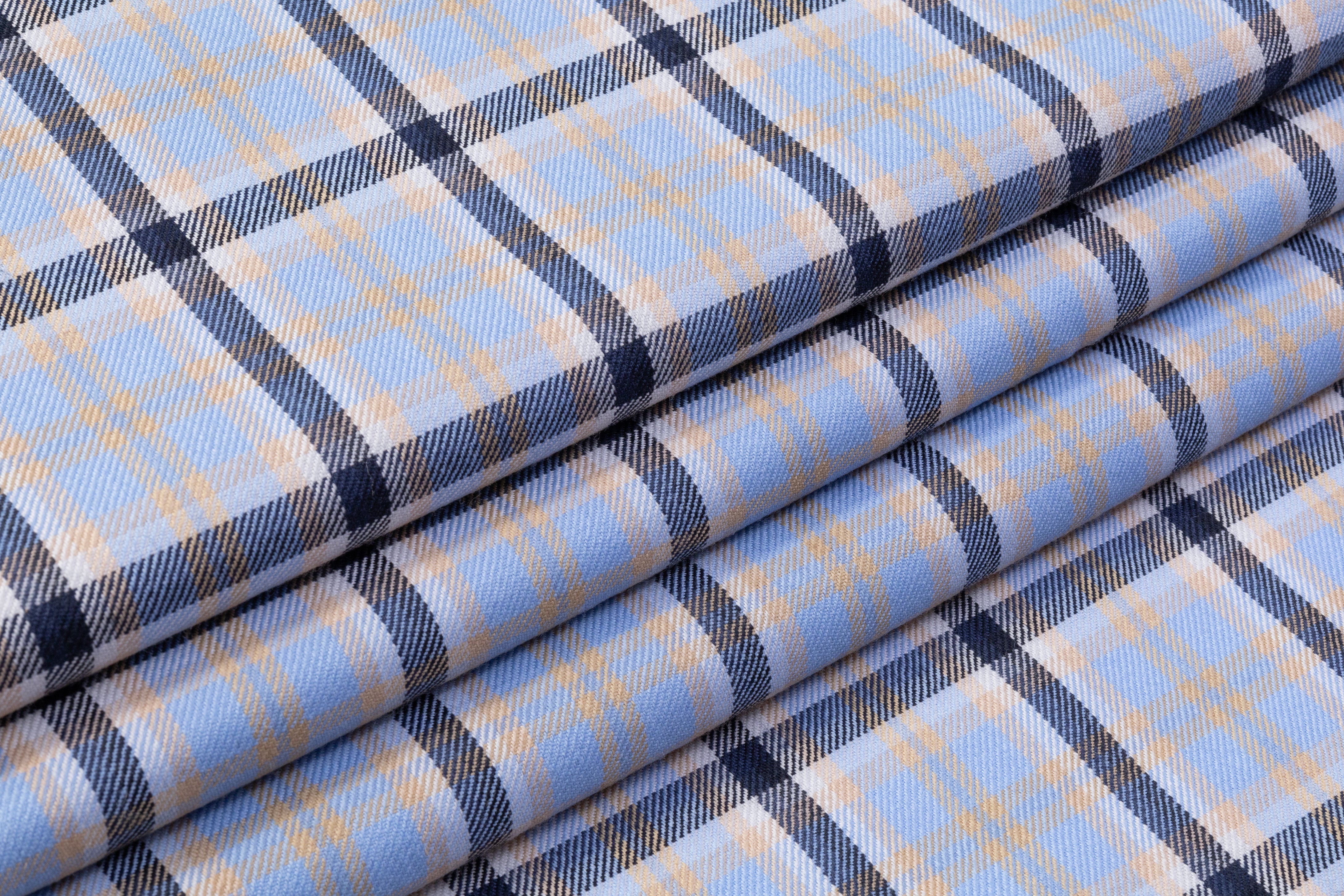 Checked Italian Wool - Blue