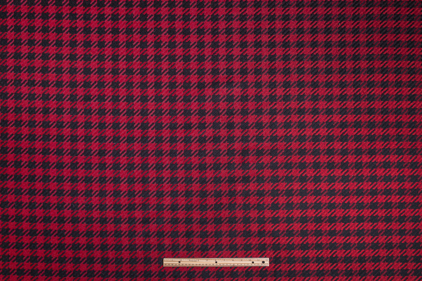 Houndstooth Wool Blend Tweed Coating - Maroon / Black