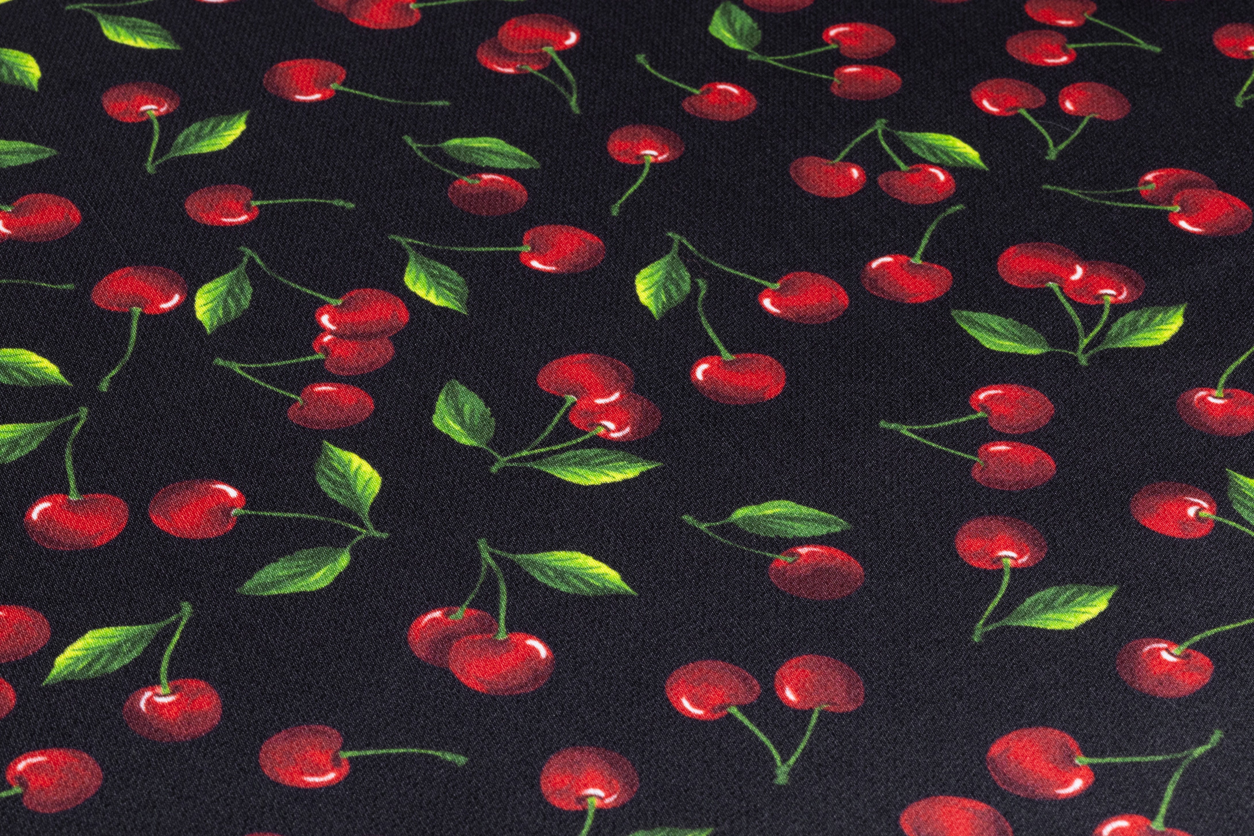 Cherry Printed Italian Silk Viscose Double Satin