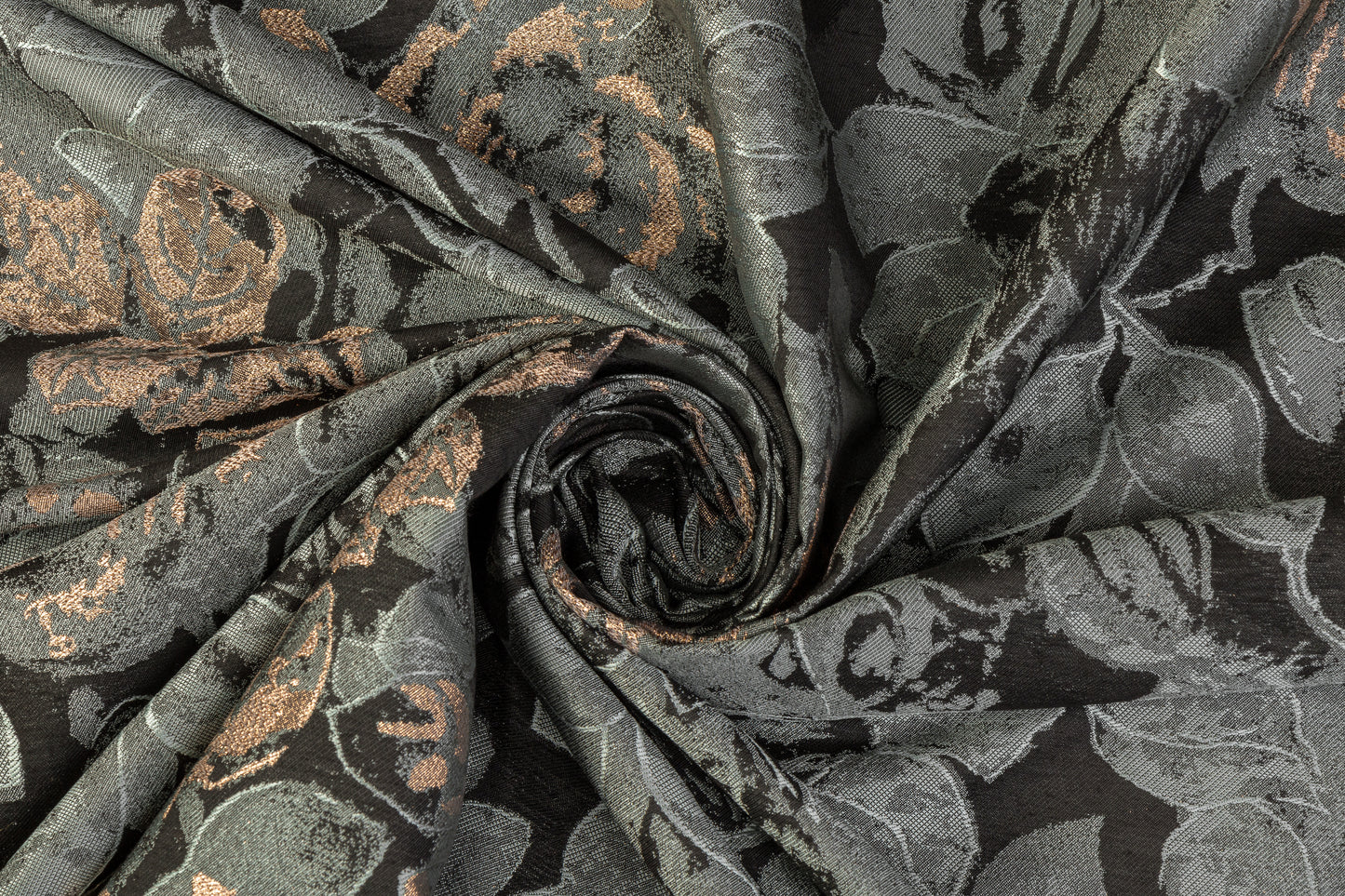 Floral Metallic Brocade - Sage / Rose Gold