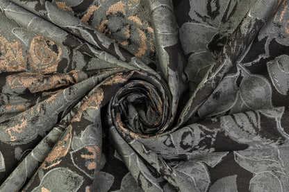 Floral Metallic Brocade - Sage / Rose Gold