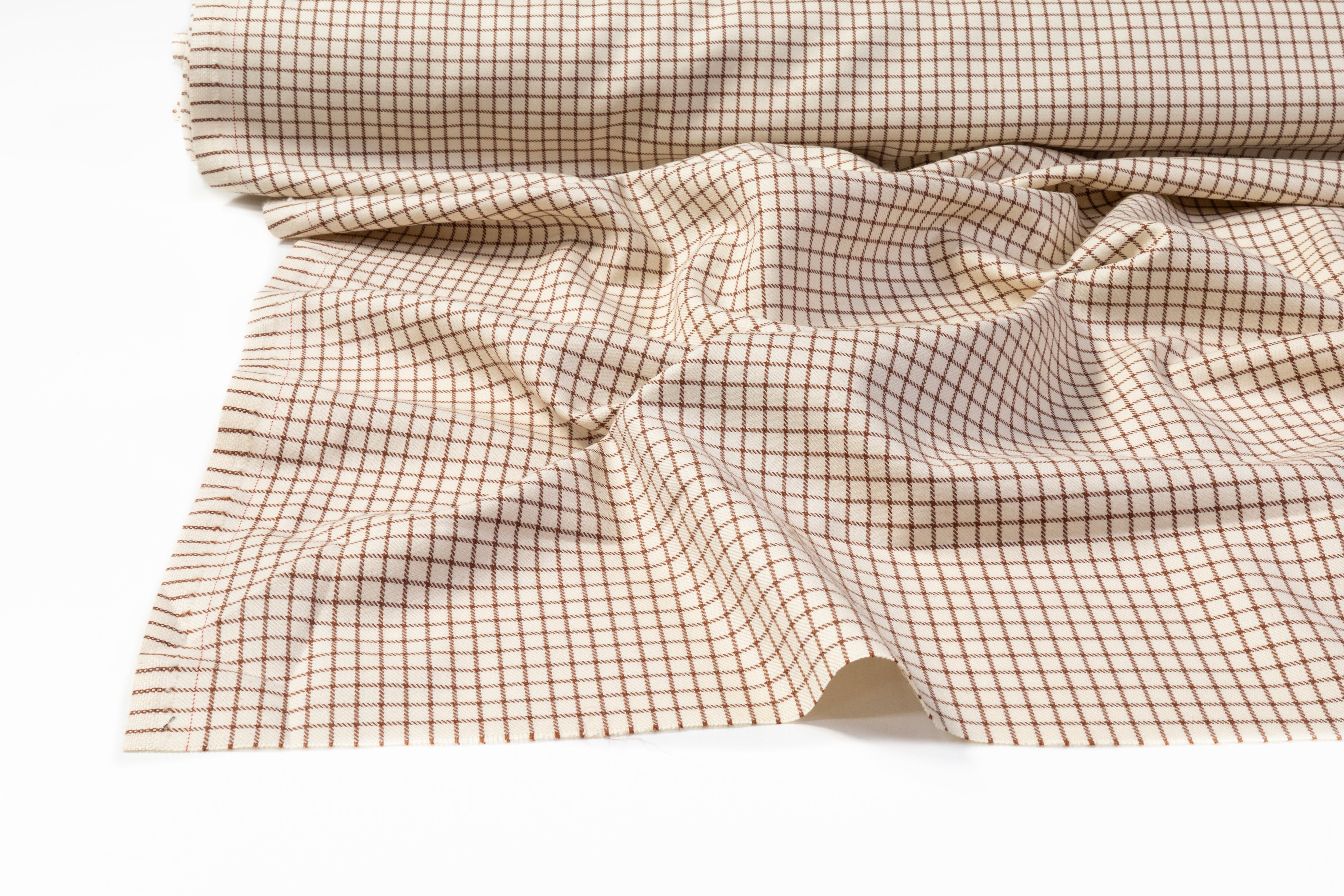 Checked Italian Wool Twill - Brown / Ivory
