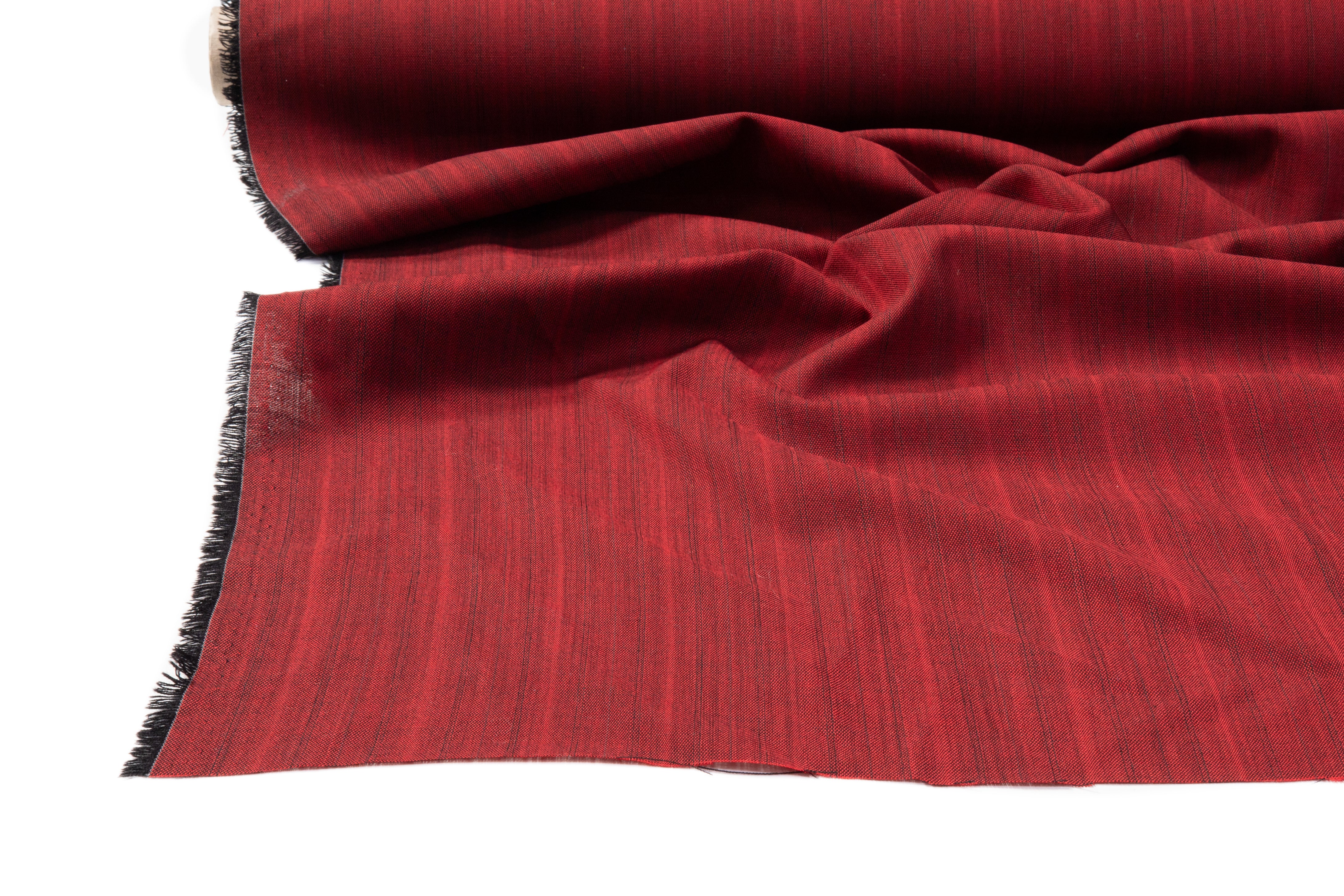 Armani - Striped Italian Wool Suiting - Red / Black