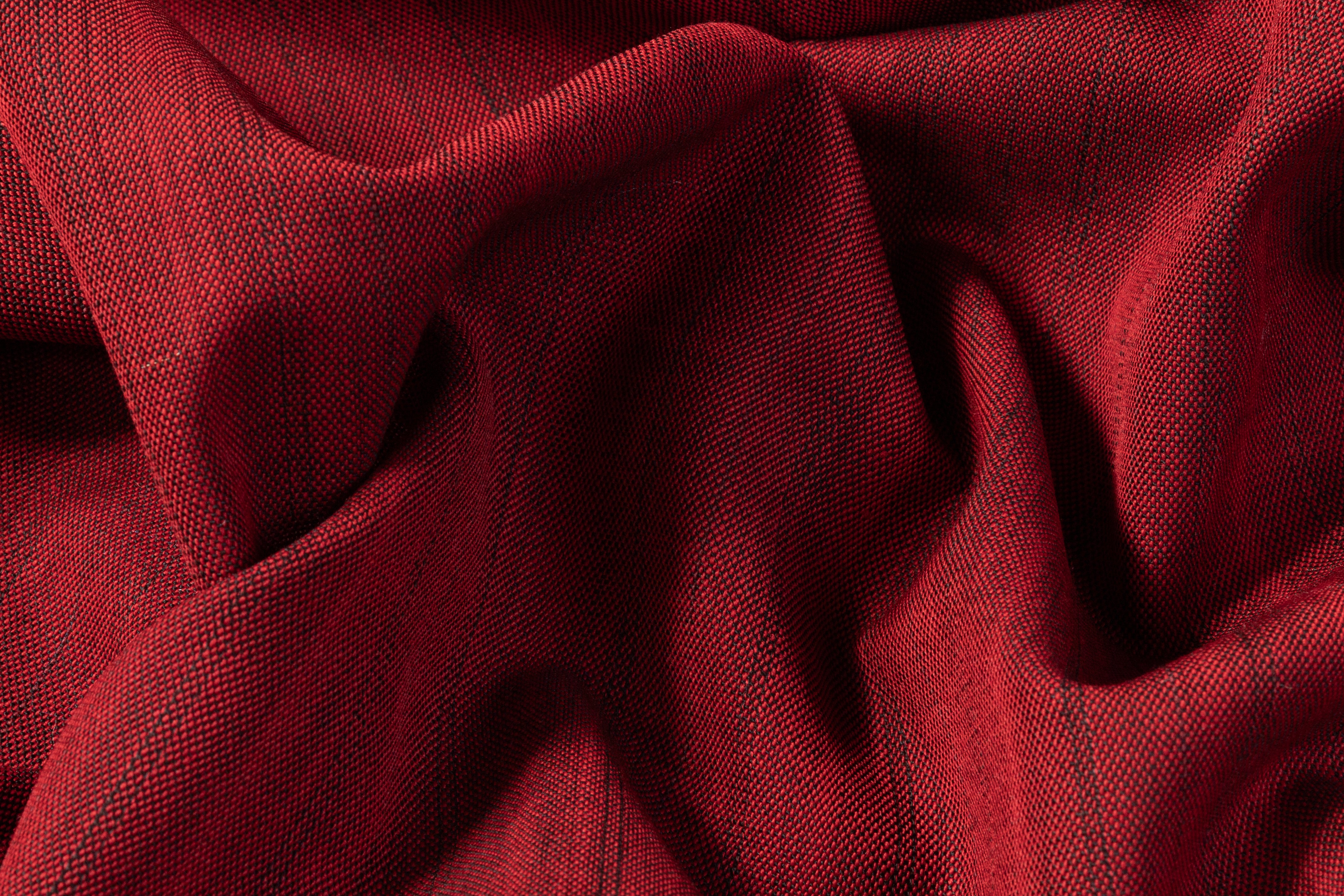 Armani - Striped Italian Wool Suiting - Red / Black