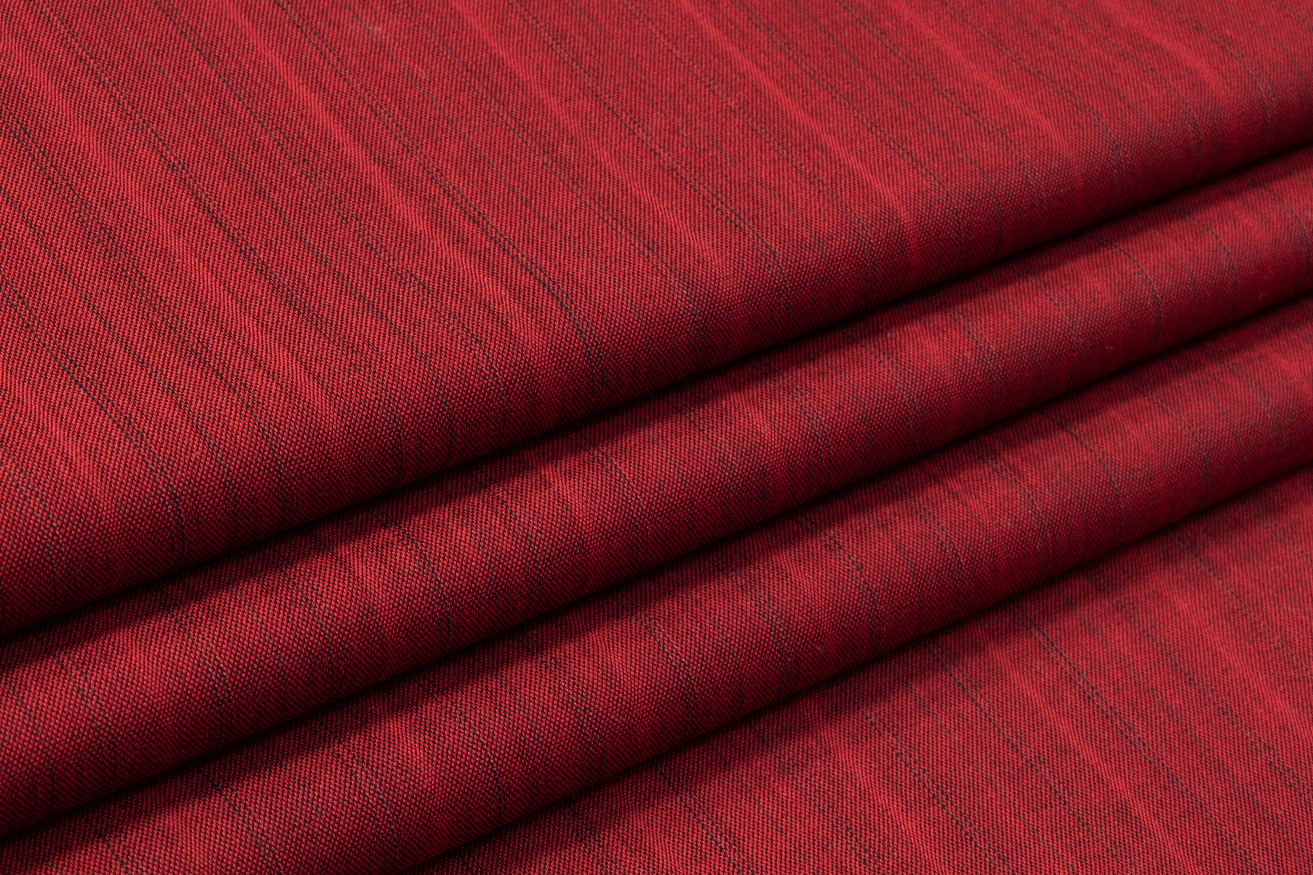 Armani - Striped Italian Wool Suiting - Red / Black