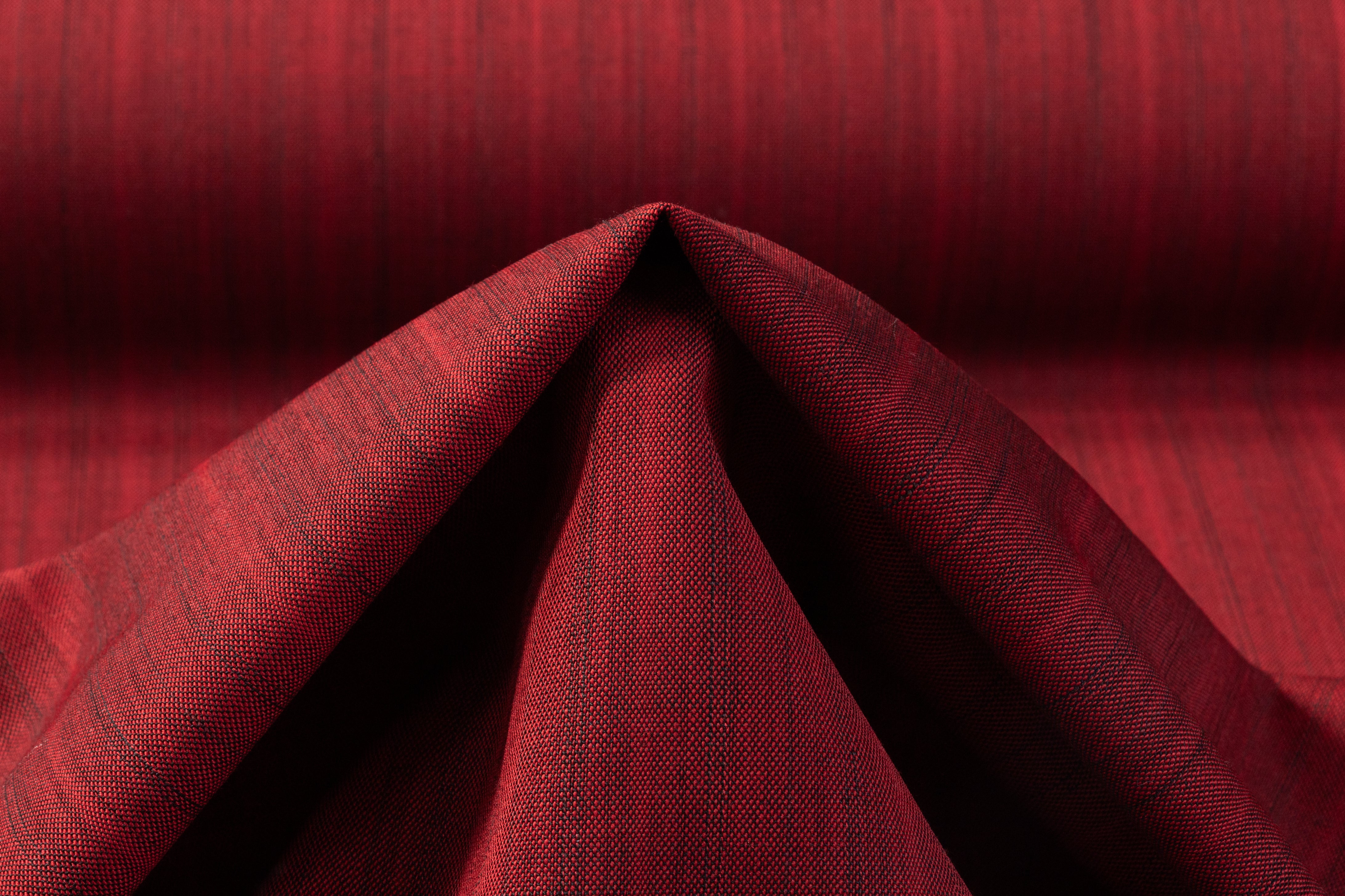 Armani - Striped Italian Wool Suiting - Red / Black
