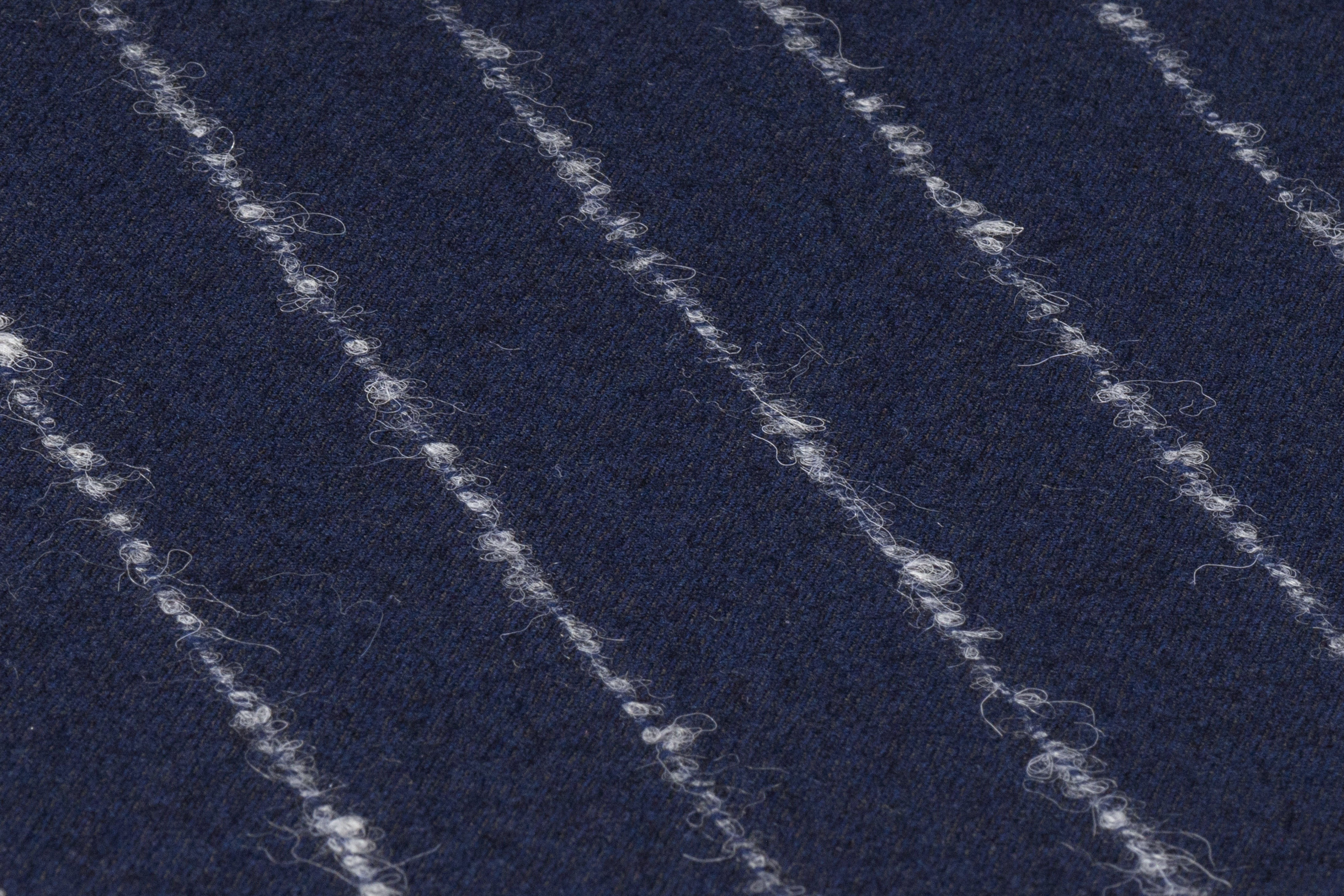 Boucle Striped Italian Wool Suiting - Navy / White