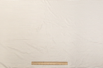 Metallic Striped Silk Habotai - White / Taupe / Gold
