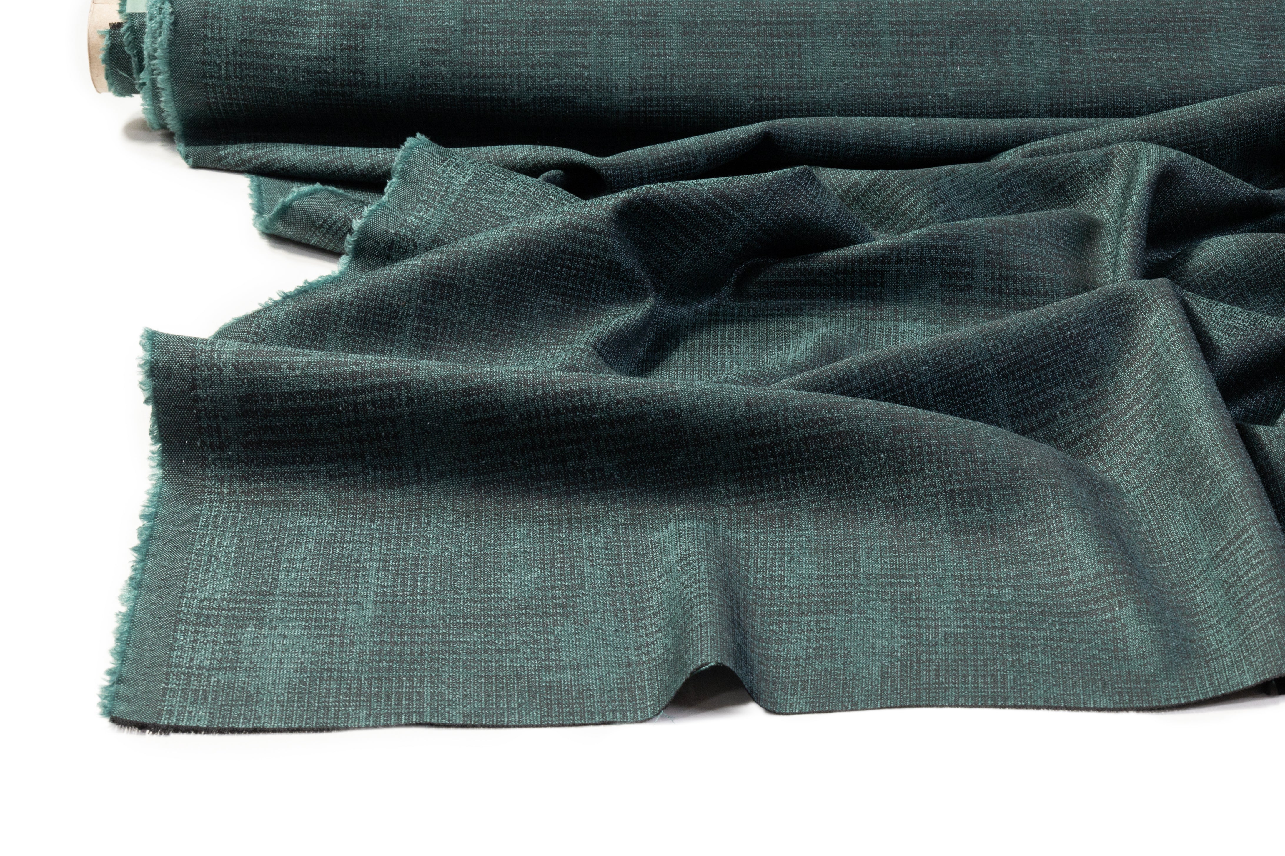 Abstract Checked Italian Wool Suiting - Green