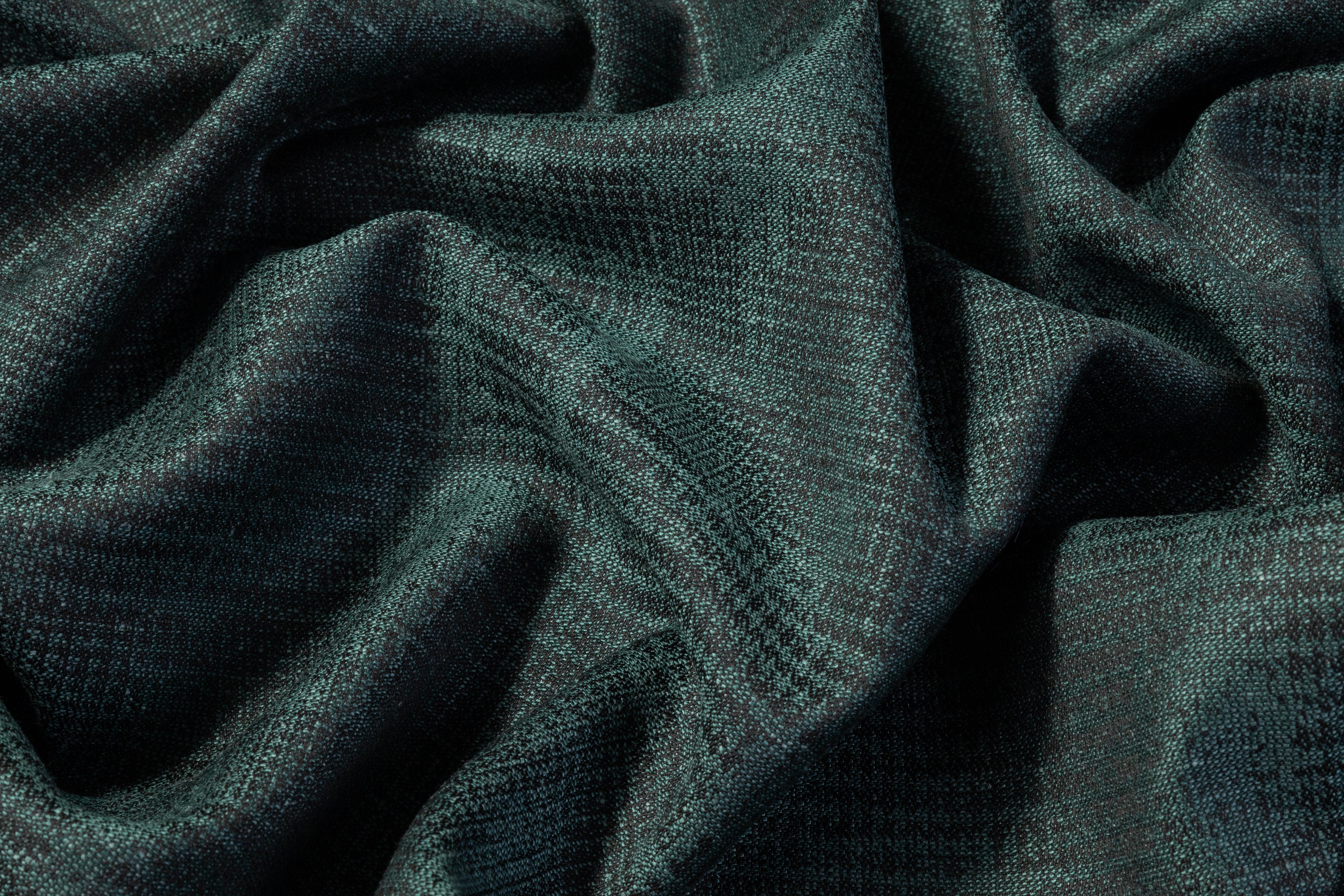 Abstract Checked Italian Wool Suiting - Green