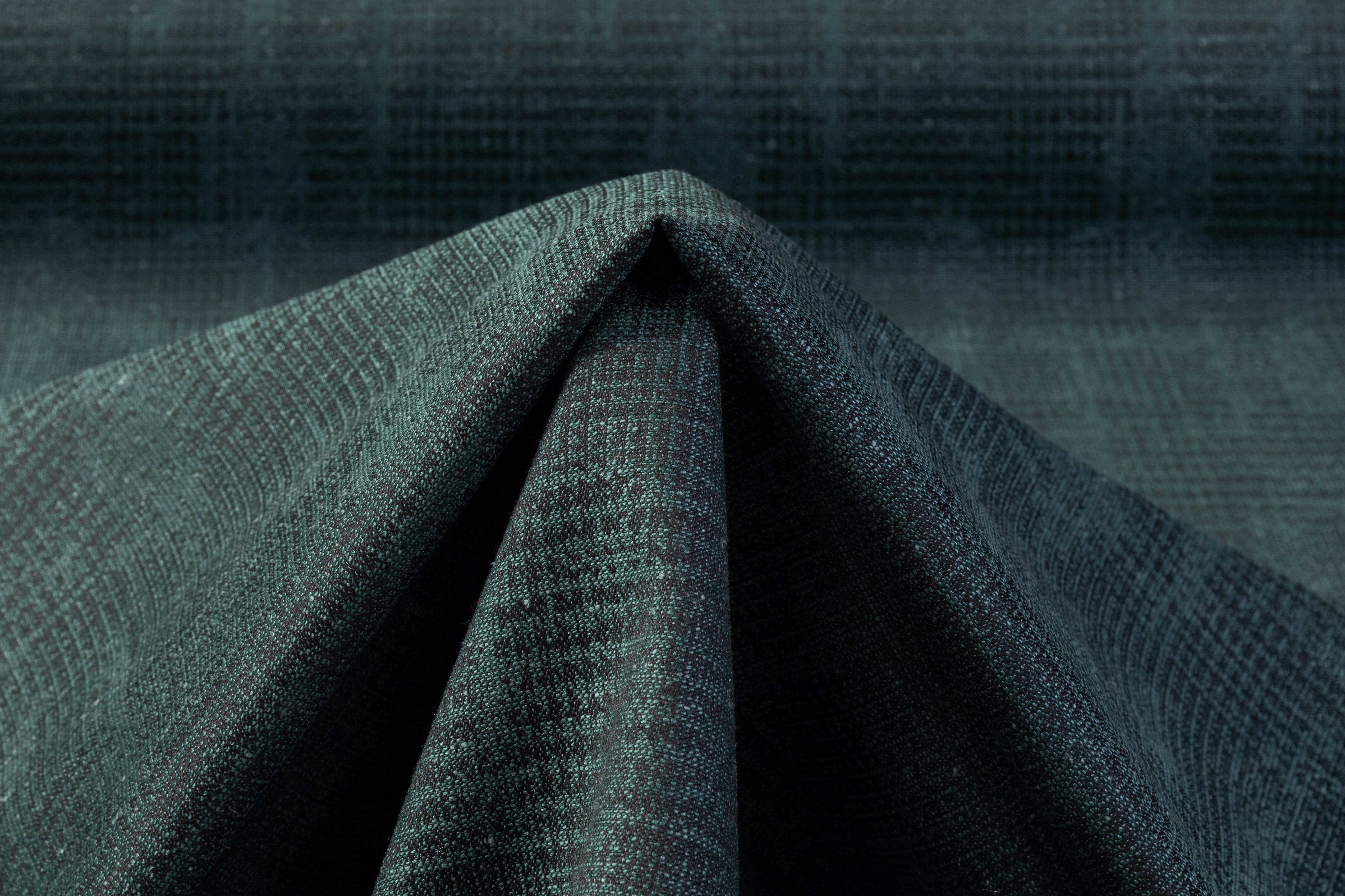 Abstract Checked Italian Wool Suiting - Green