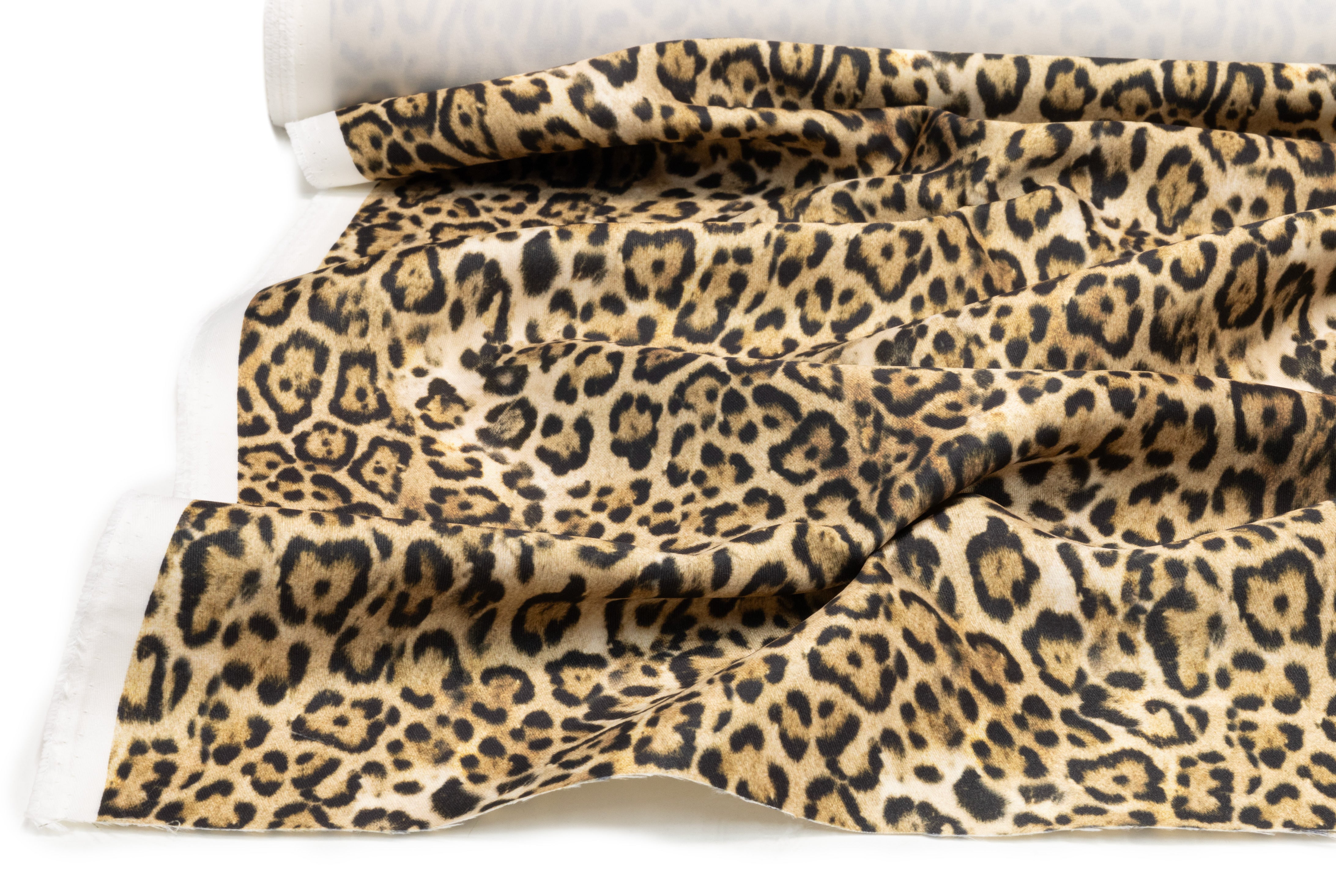 Leopard Print Italian Silk Blend Double Satin
