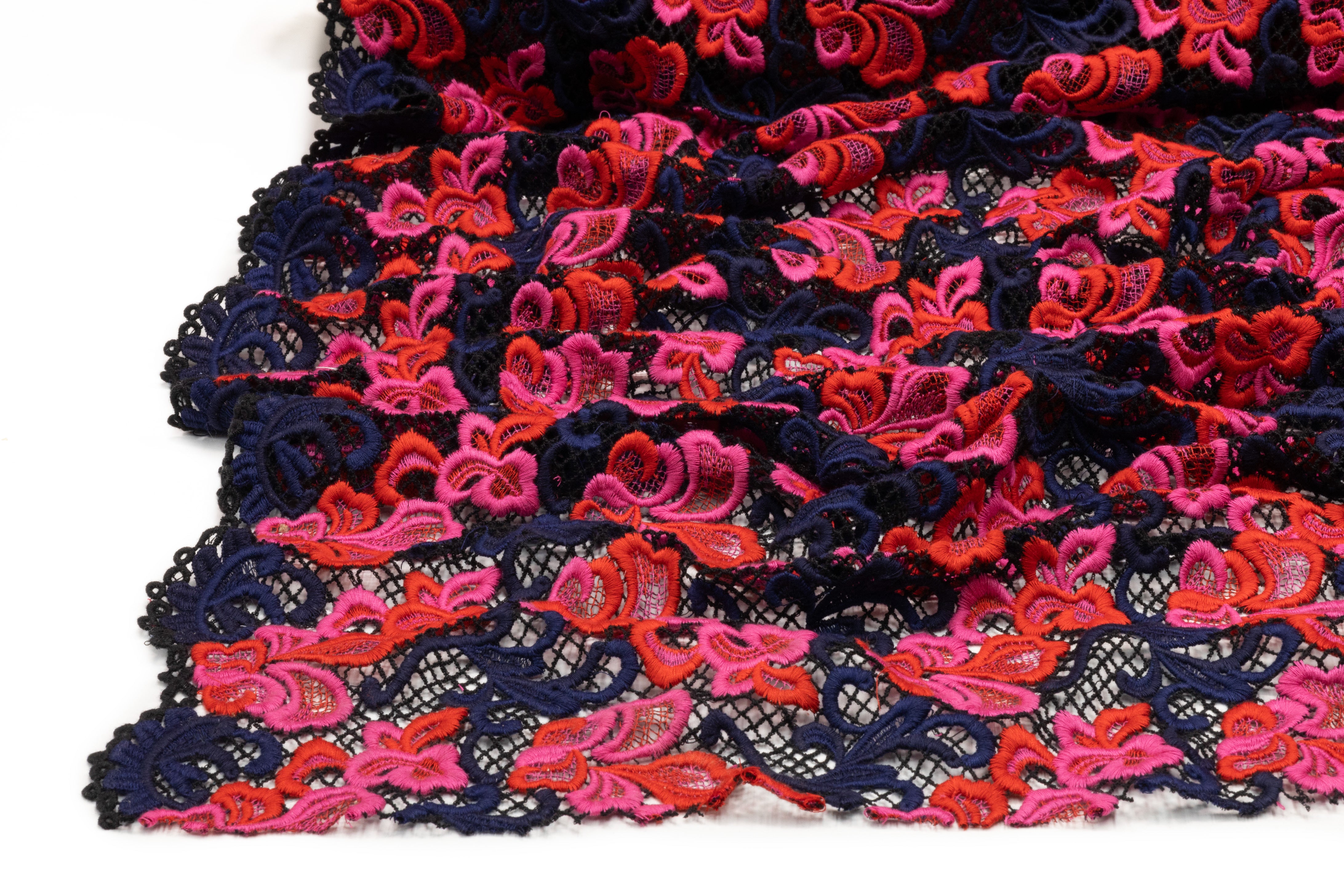 Floral Italian Guipure Lace - Navy / Red / Pink / Black