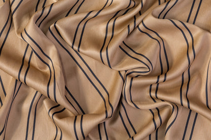 Striped Viscose Crepe Back Satin - Light Brown / Black