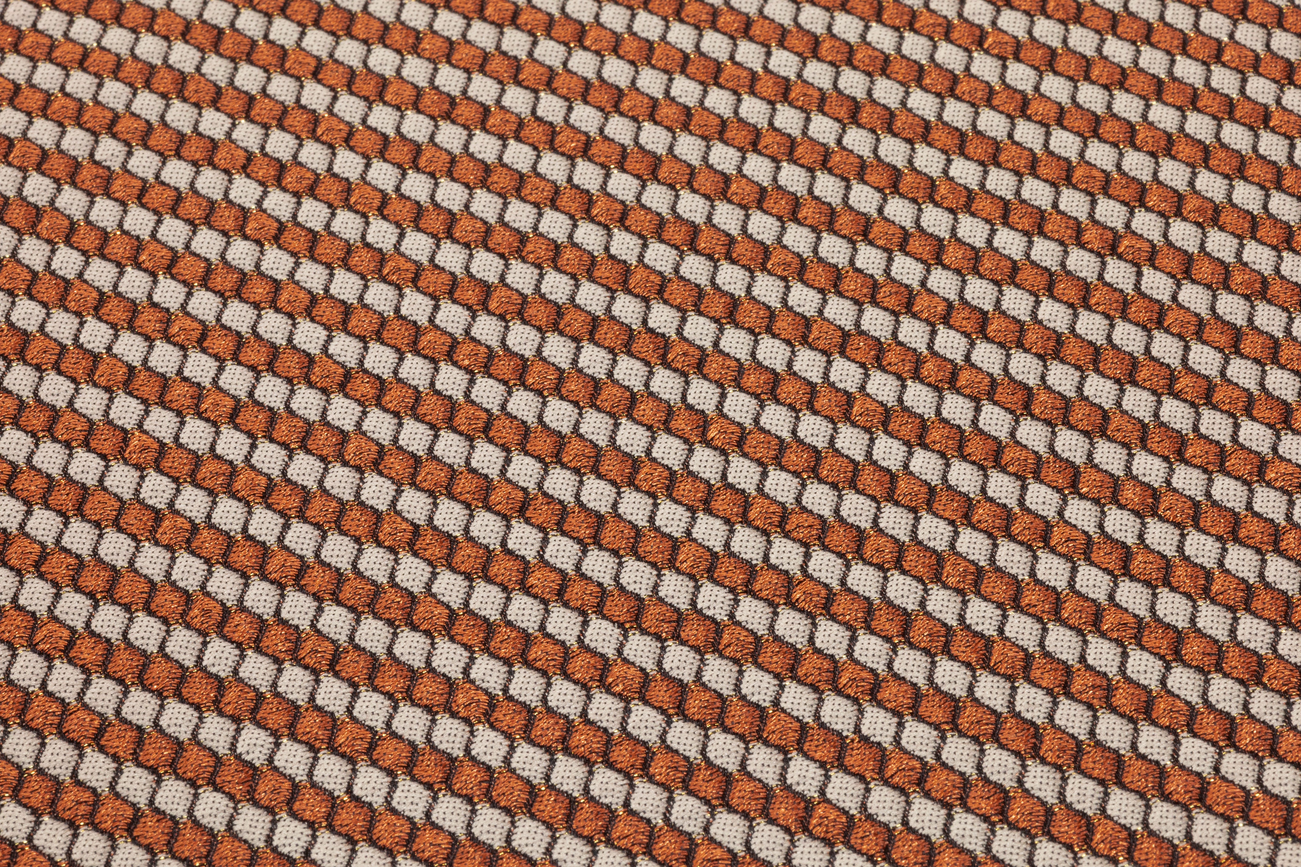 Diagonal Striped Italian Matelassé Brocade - Copper / Taupe Gray