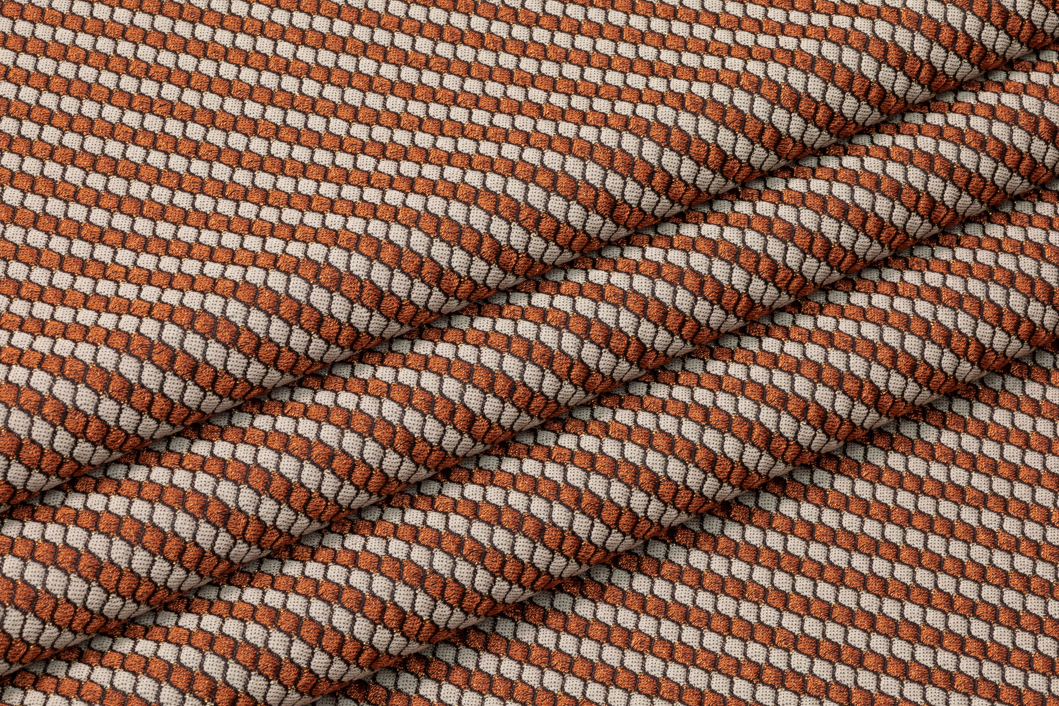 Diagonal Striped Italian Matelassé Brocade - Copper / Taupe Gray