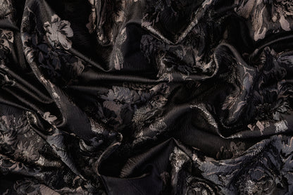 Metallic Crushed Brocade - Gray / Black / Silver
