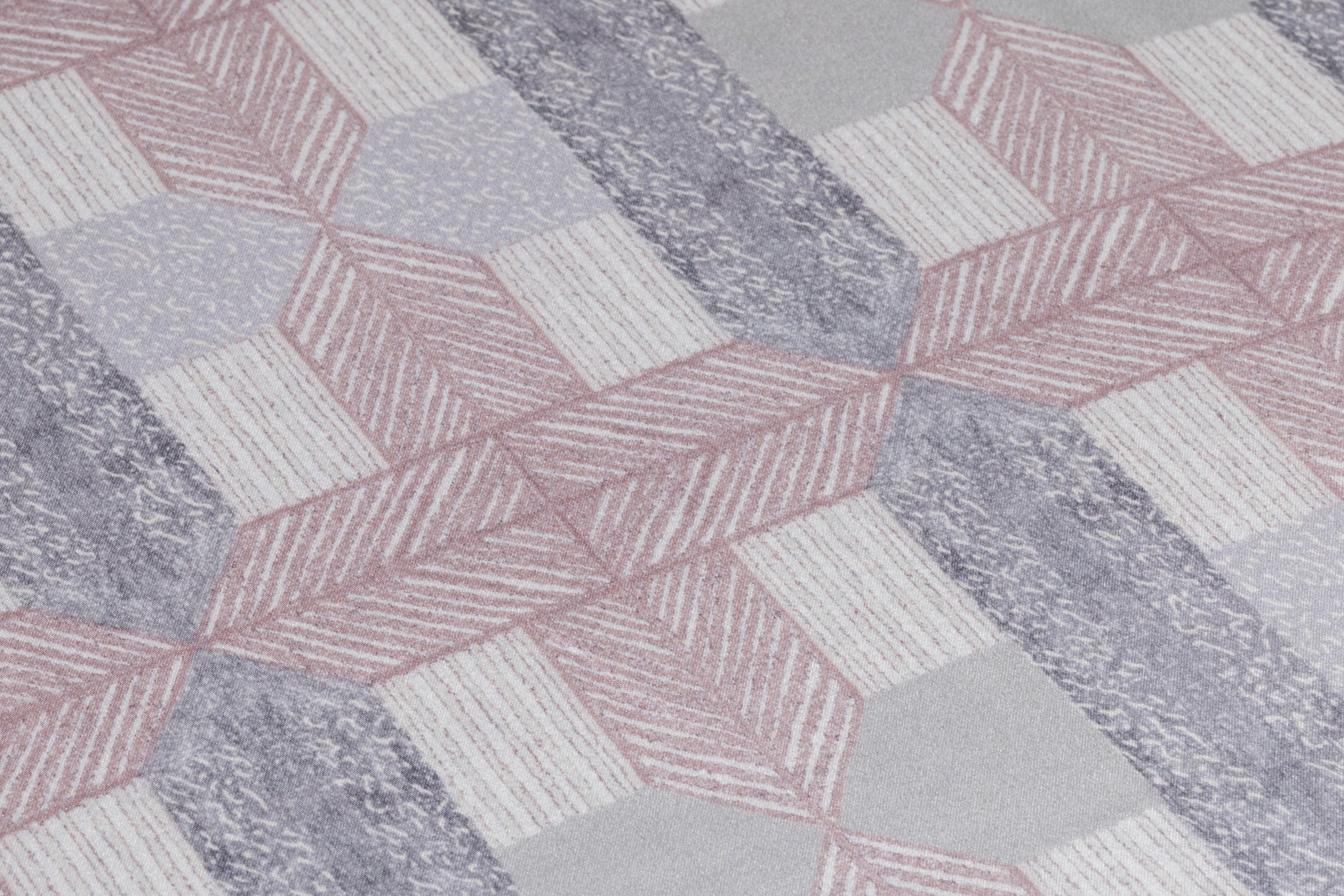 Lattice Printed Italian Silk Charmeuse - Pink / Cool Gray
