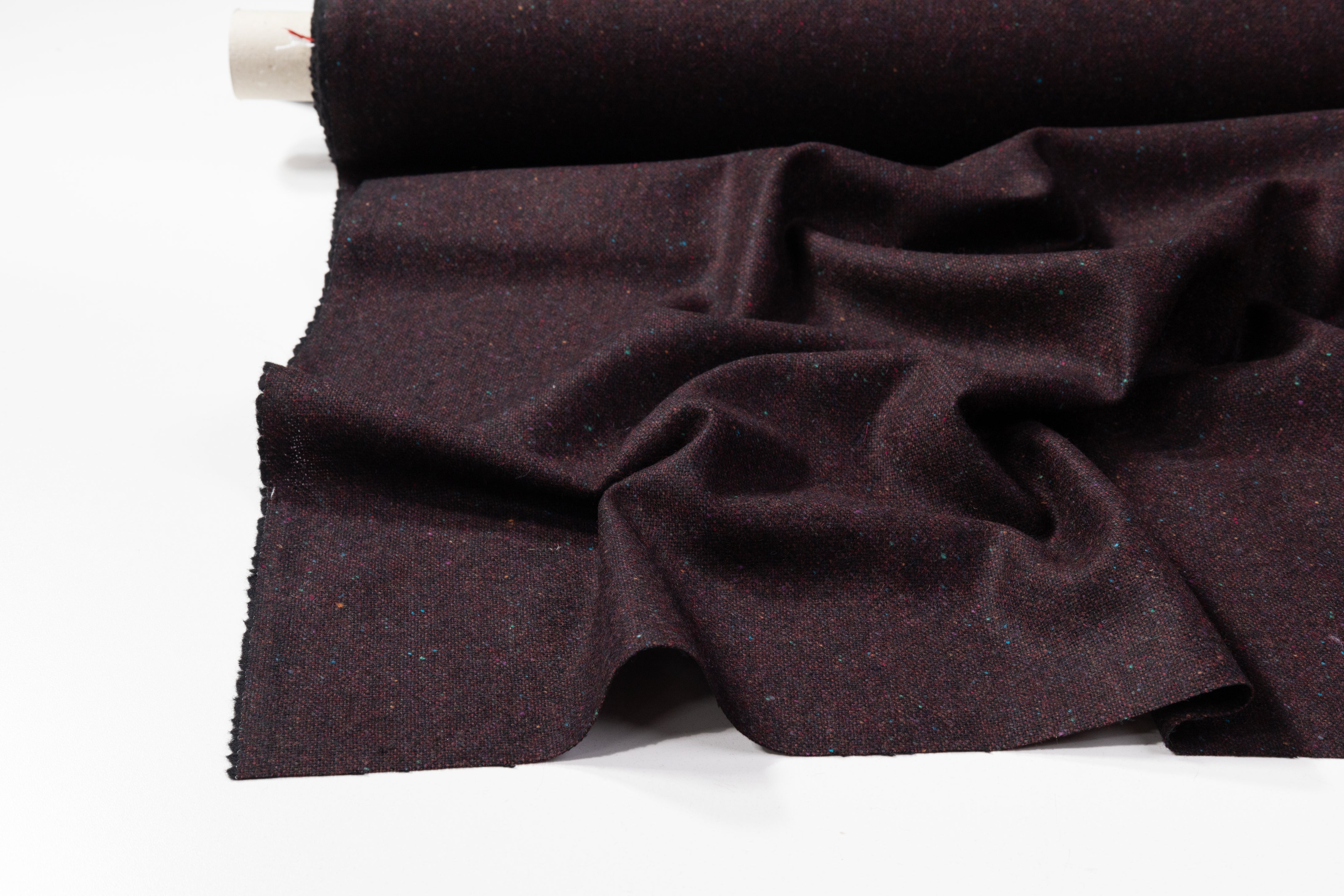 Italian Wool Tweed Suiting - Burgundy