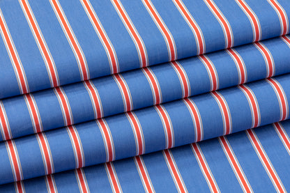 Striped Cotton Shirting - Blue / White / Red
