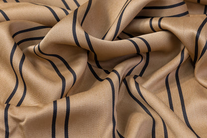 Striped Viscose Crepe Back Satin - Light Brown / Black