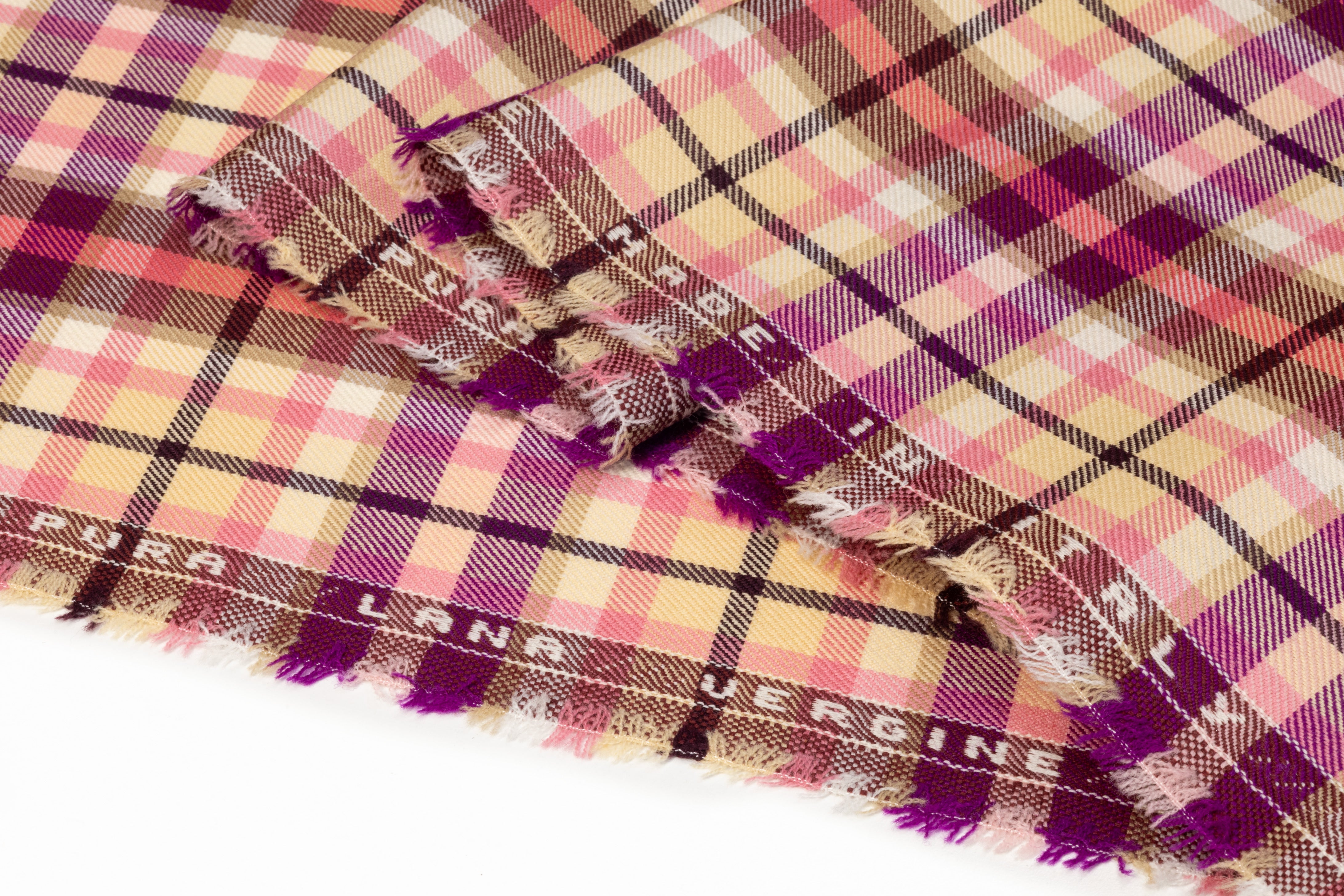 Plaid Italian Wool Suiting - Deep Plum / Pink / Cream