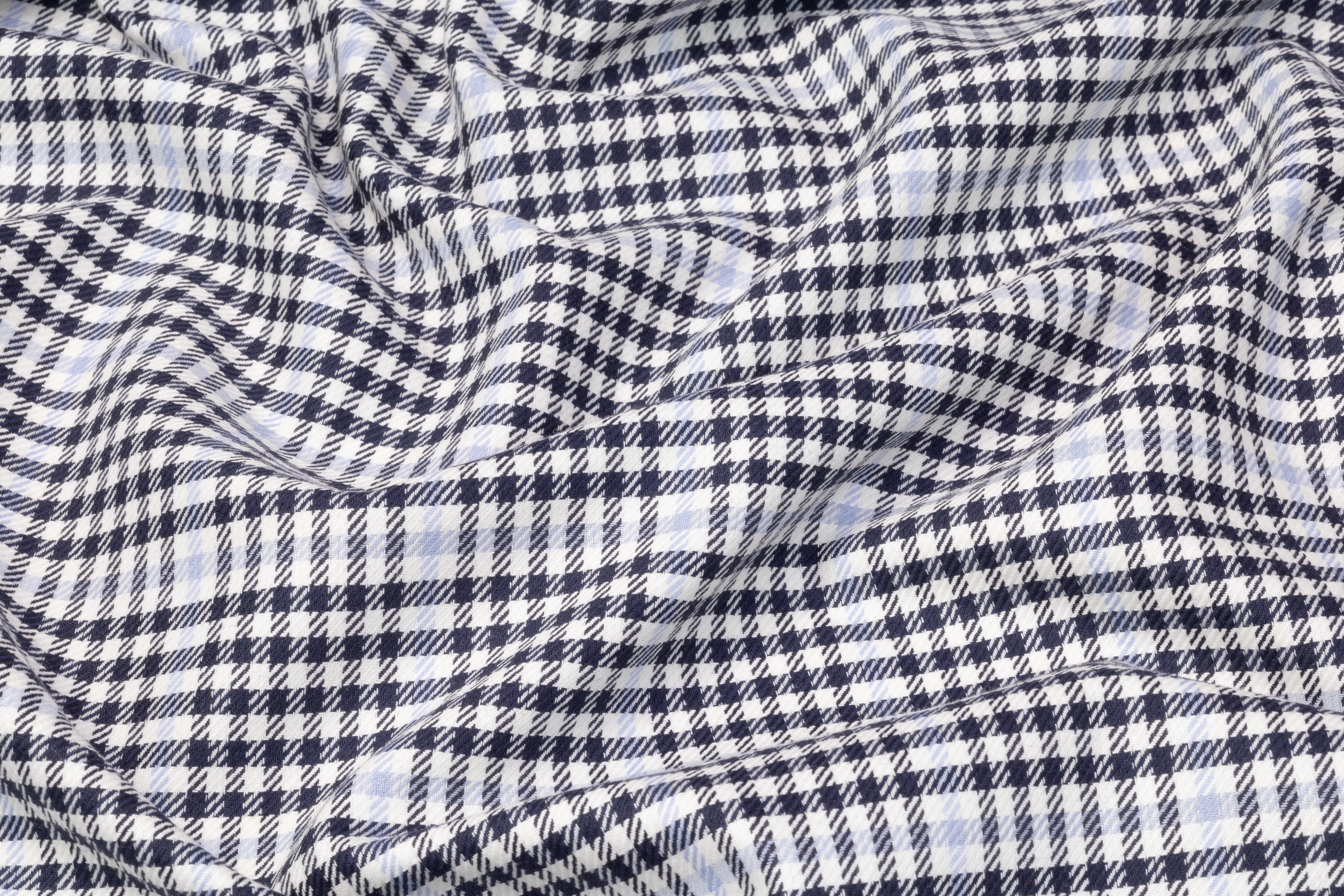 Checked Italian Wool Suiting - Blue / Off White