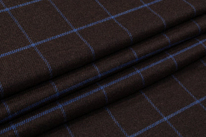 Cerruti - Italian Cashmere Wool Suiting - Brown / Blue