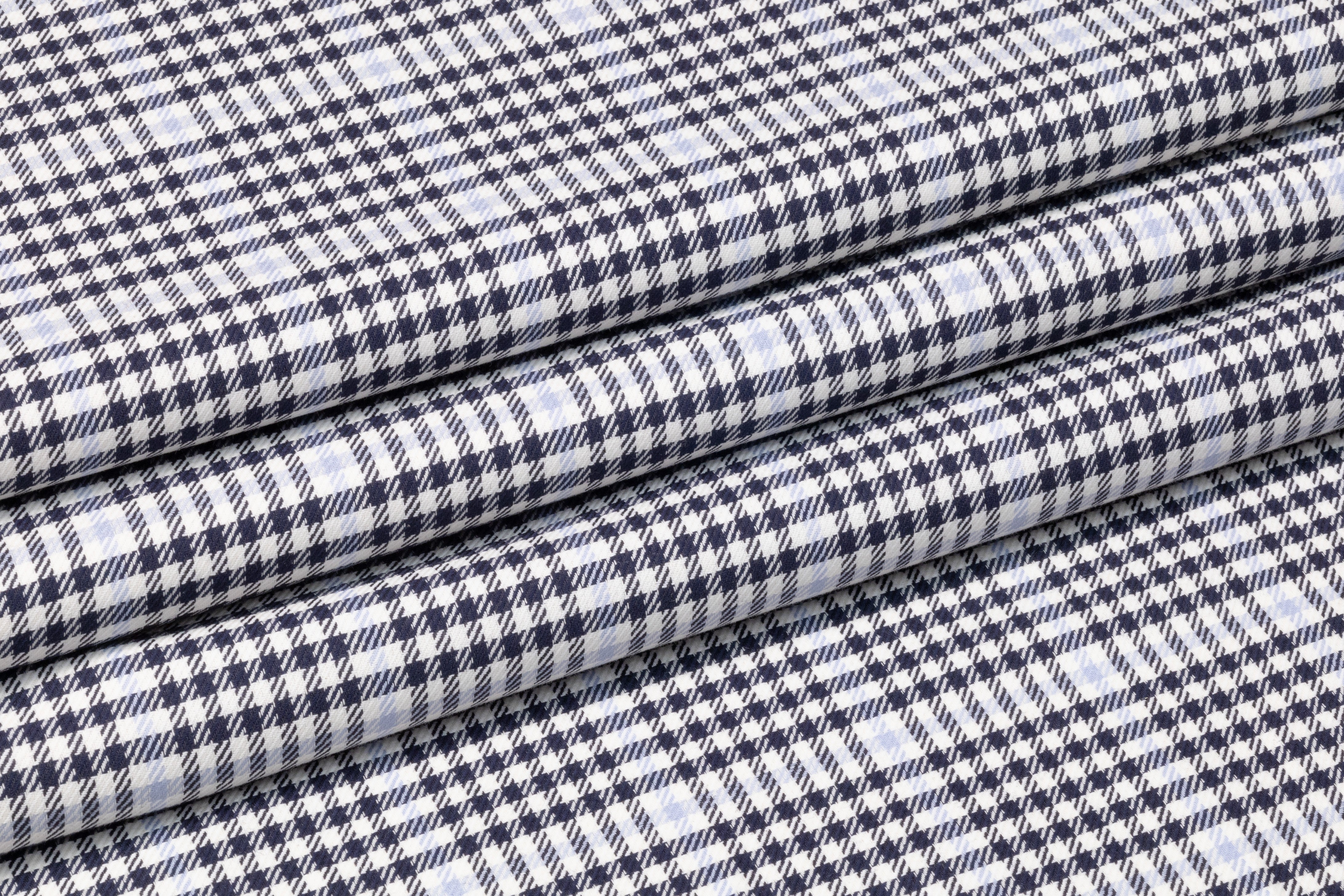 Checked Italian Wool Suiting - Blue / Off White