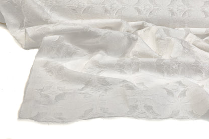 Quatrefoil Cotton Nylon Fil Coupe - White