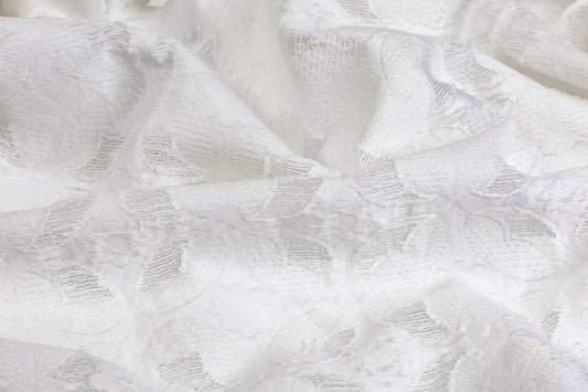 Quatrefoil Cotton Nylon Fil Coupe - White