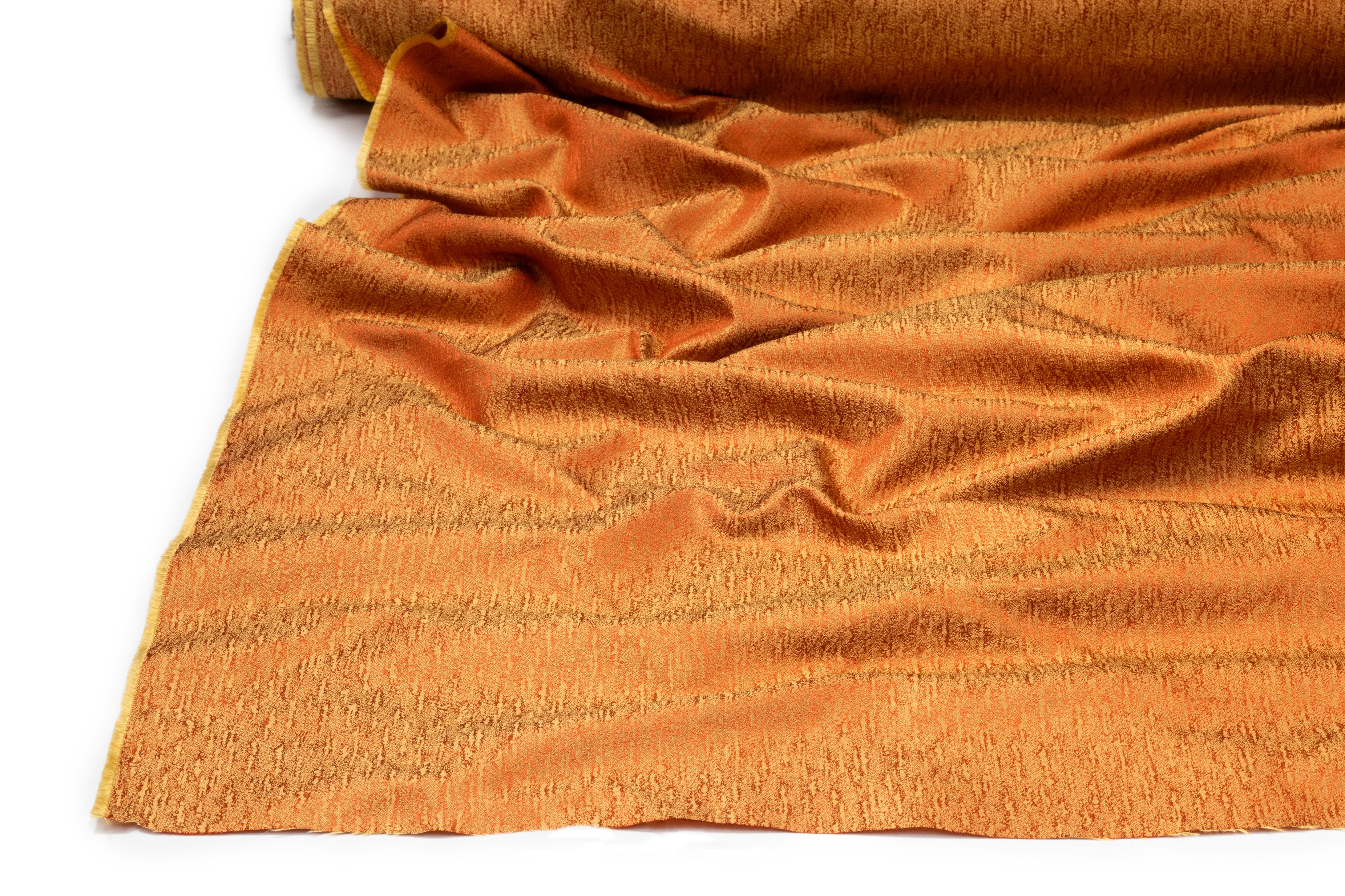 Iridescent Italian Silk Jacquard - Gold / Rust