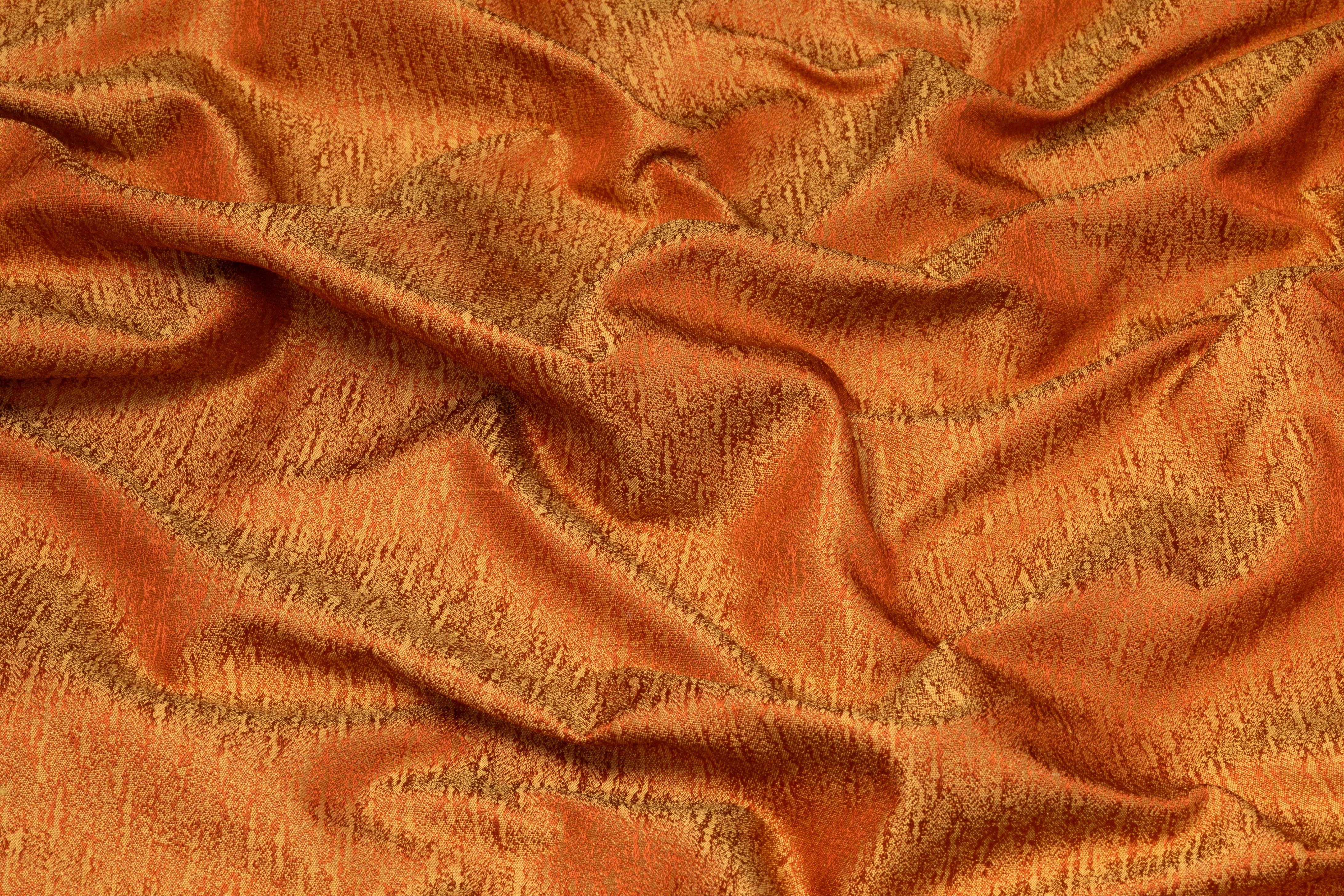 Iridescent Italian Silk Jacquard - Gold / Rust