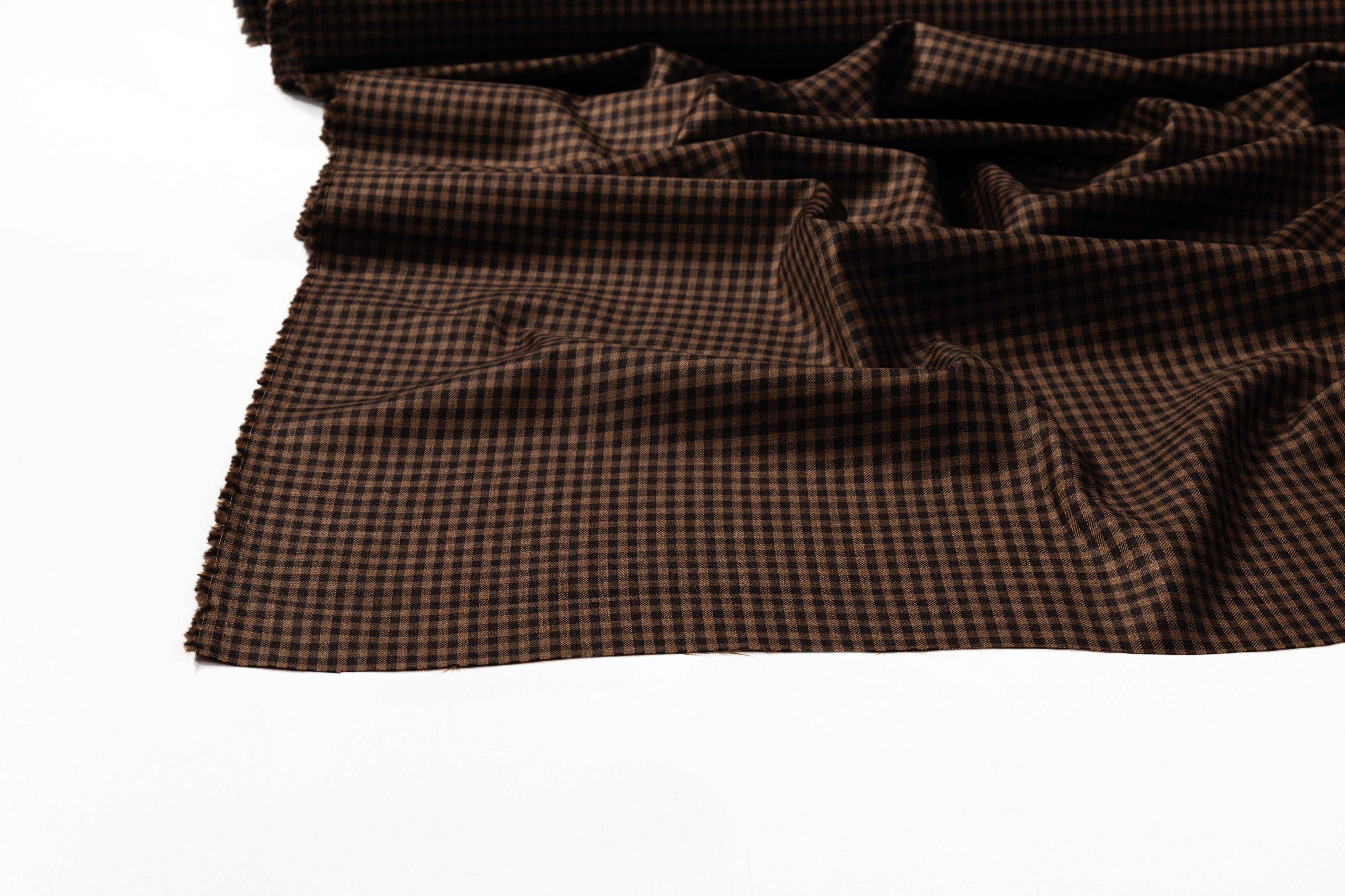 Reda - Gingham Checked Super 130's Italian Wool Suiting - Brown