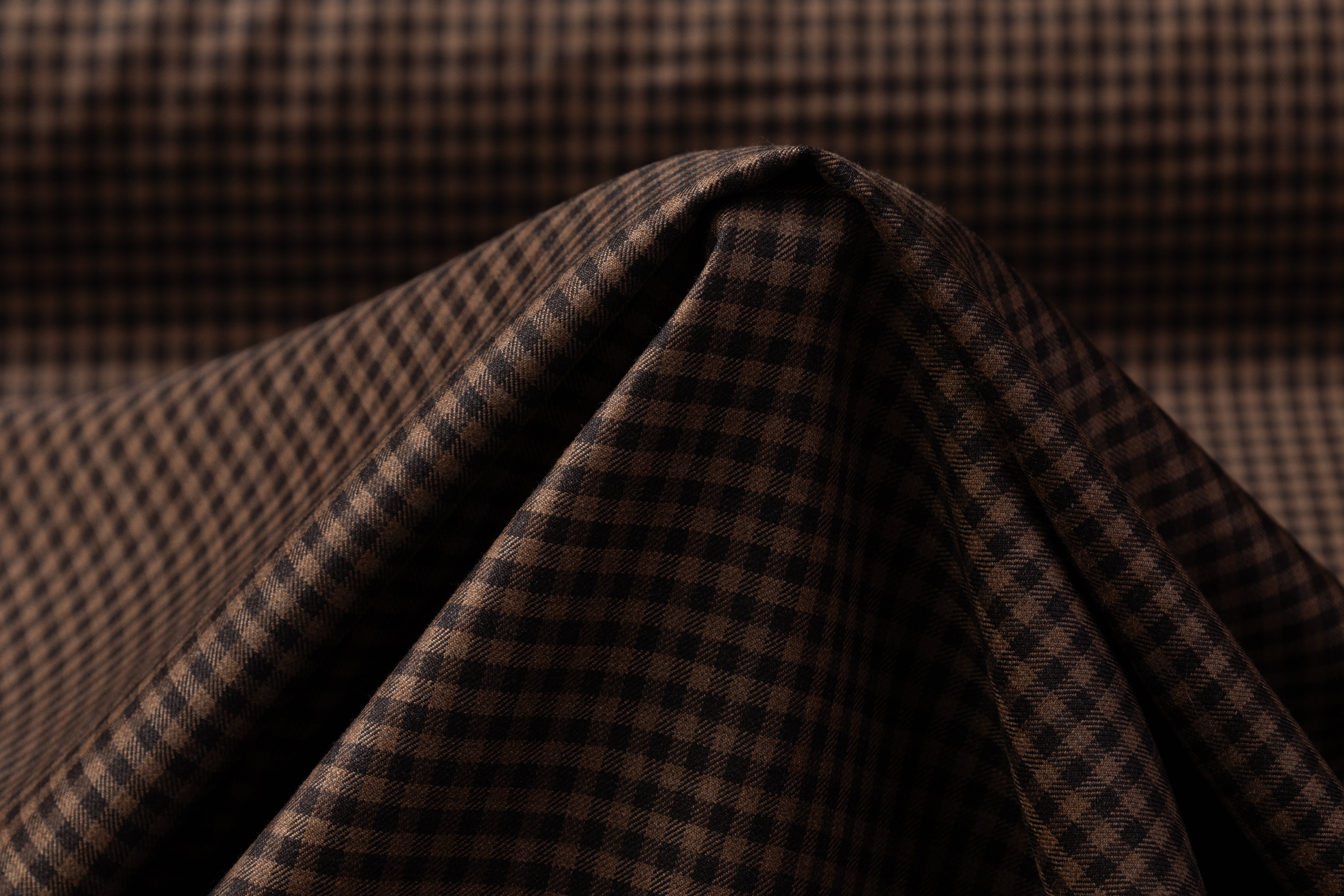Reda - Gingham Checked Super 130's Italian Wool Suiting - Brown