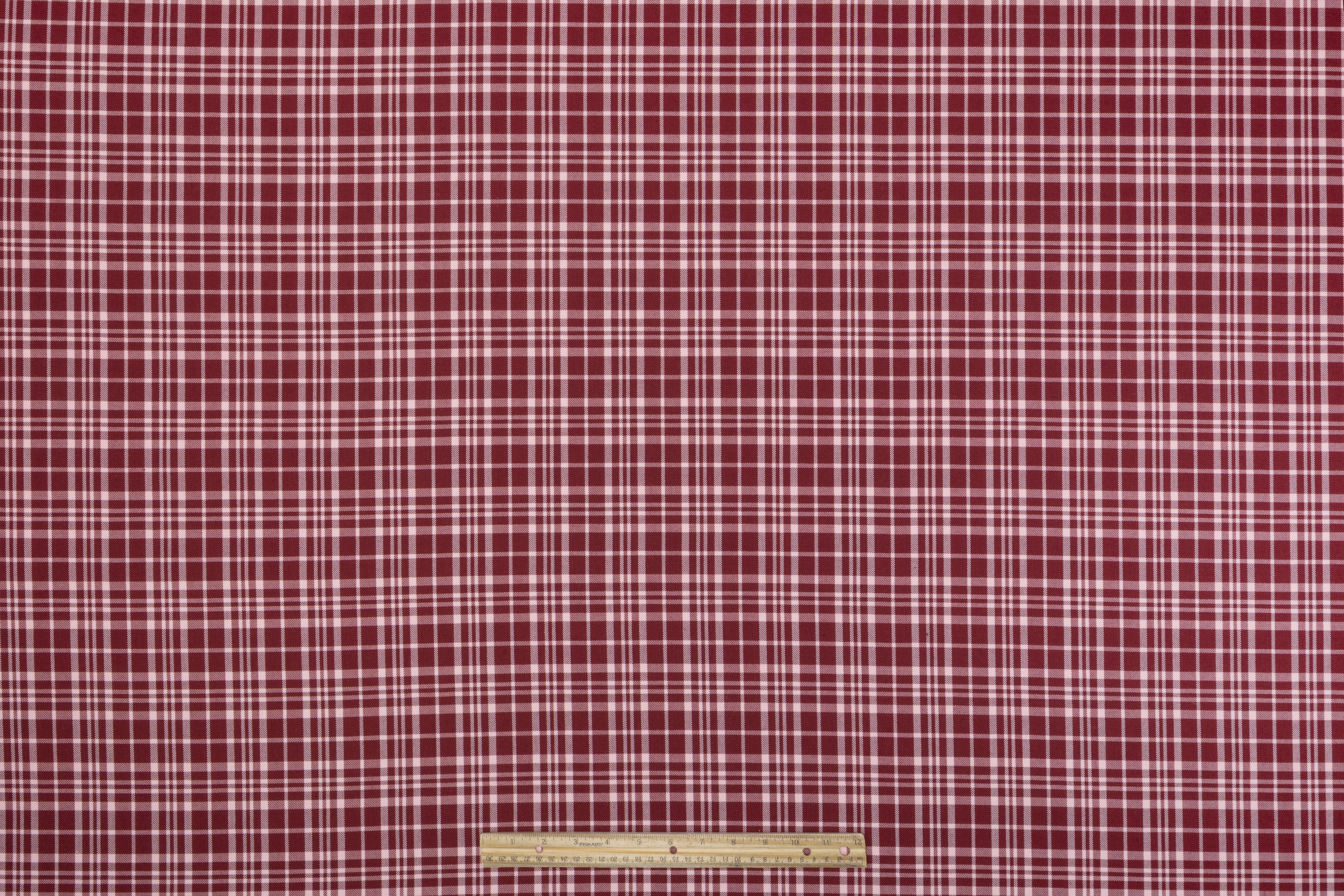 Plaid Italian Silk and Wool Suiting - Brick Red / Pink