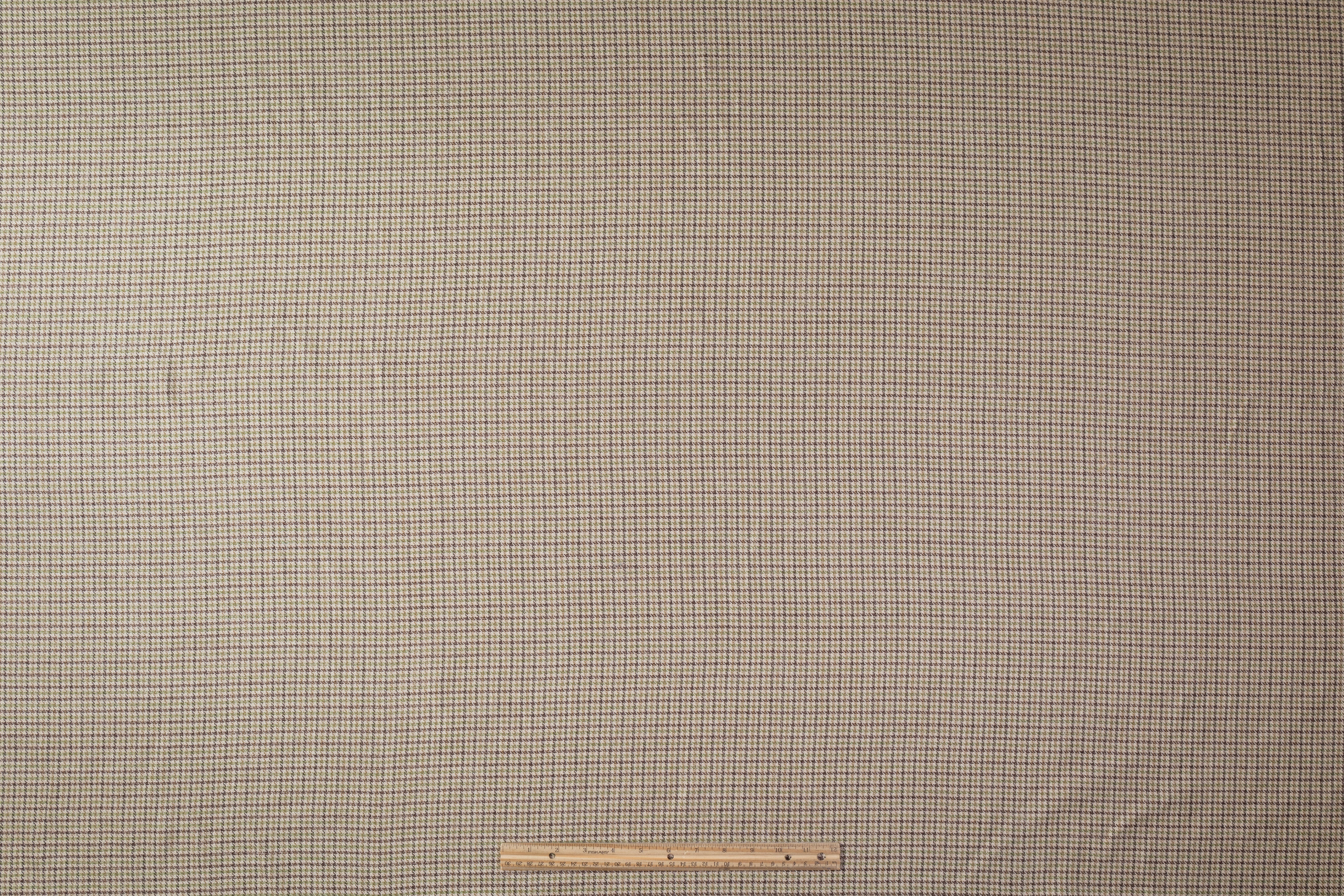 Houndstooth Italian Wool Viscose Suiting - Brown / Green