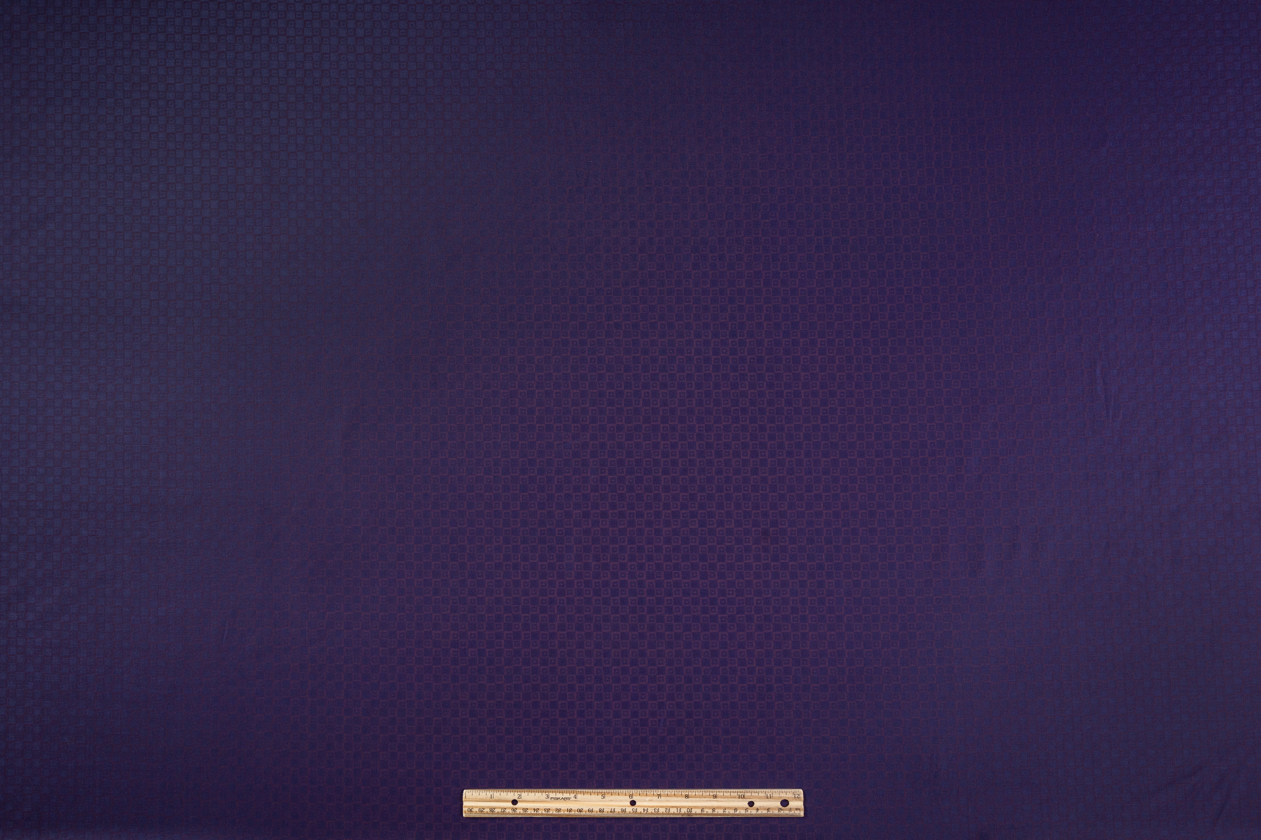 Geometric Italian Wool Viscose Jacquard Suiting - Navy / Plum