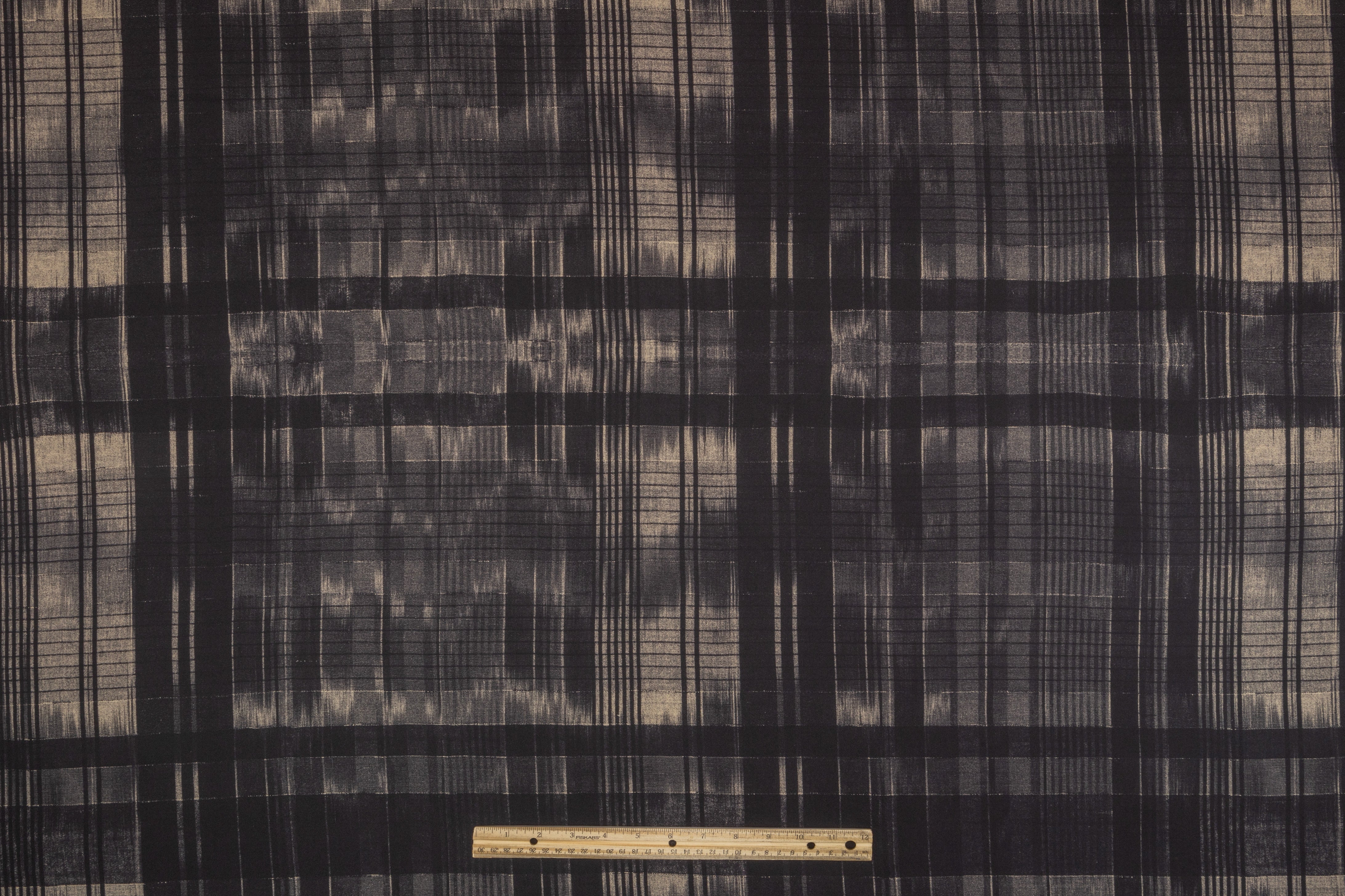 Checked Italian Silk Twill - Black / Taupe