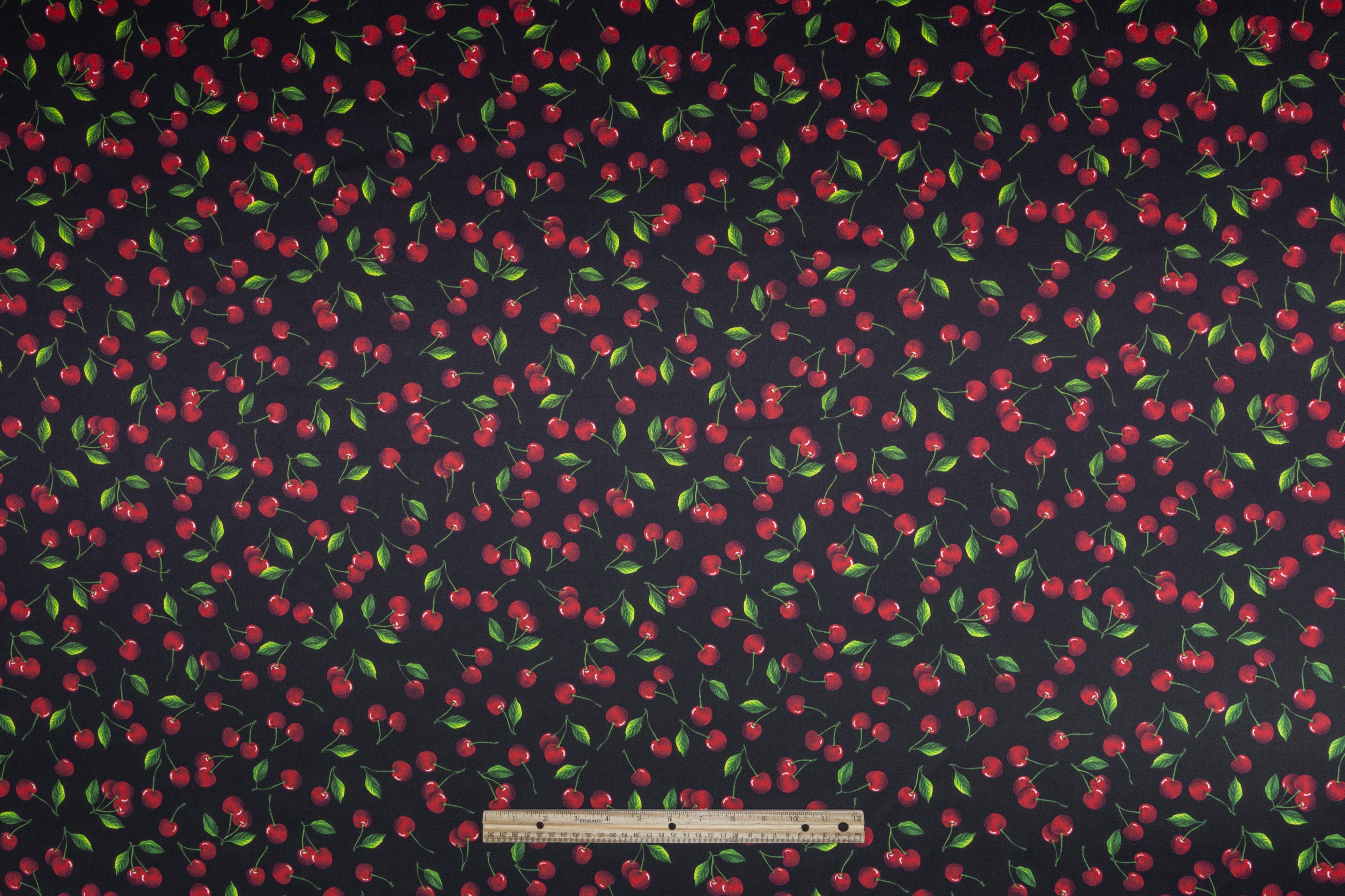 Cherry Printed Italian Silk Viscose Double Satin