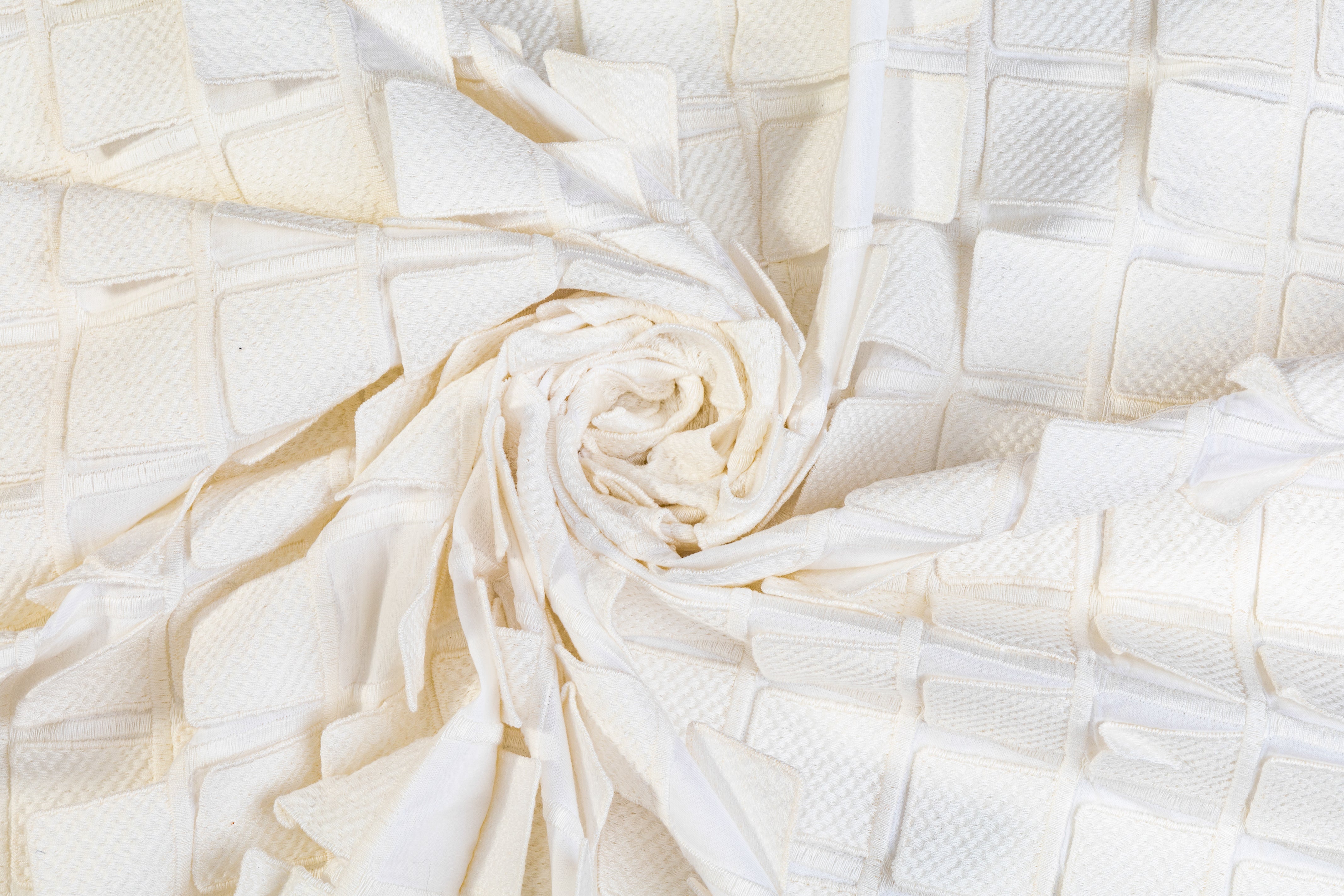 Square Patch Embroidered Cotton - Off White