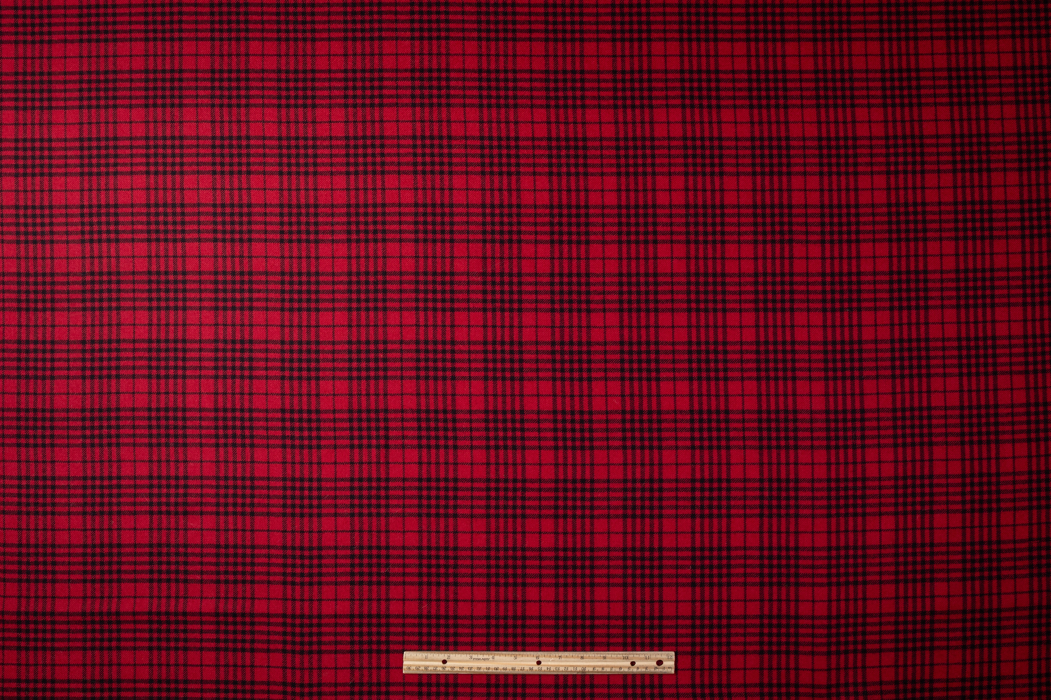 Plaid Italian Wool - Red / Black