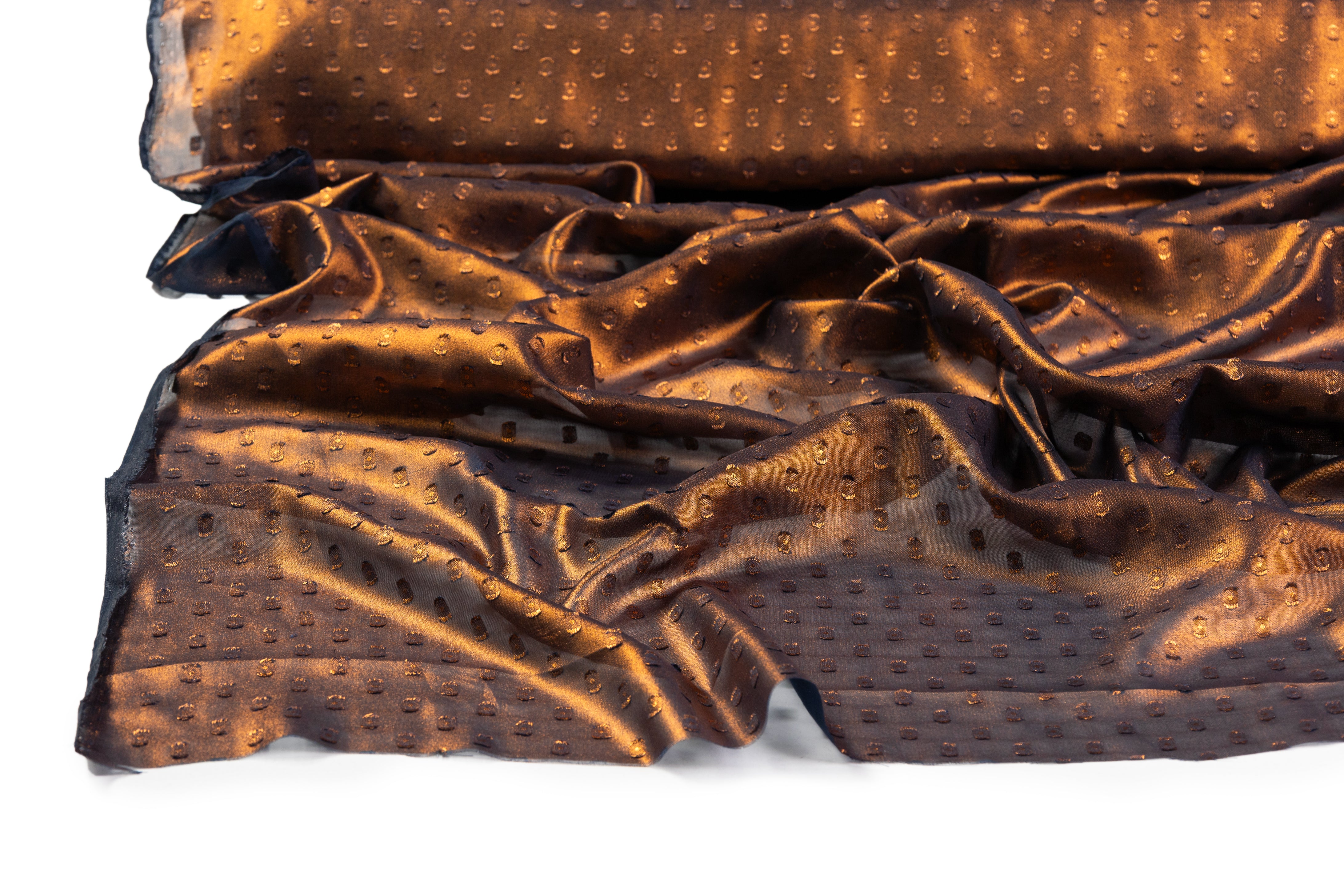 Laminated Italian Chiffon Fil Coupé - Navy / Copper