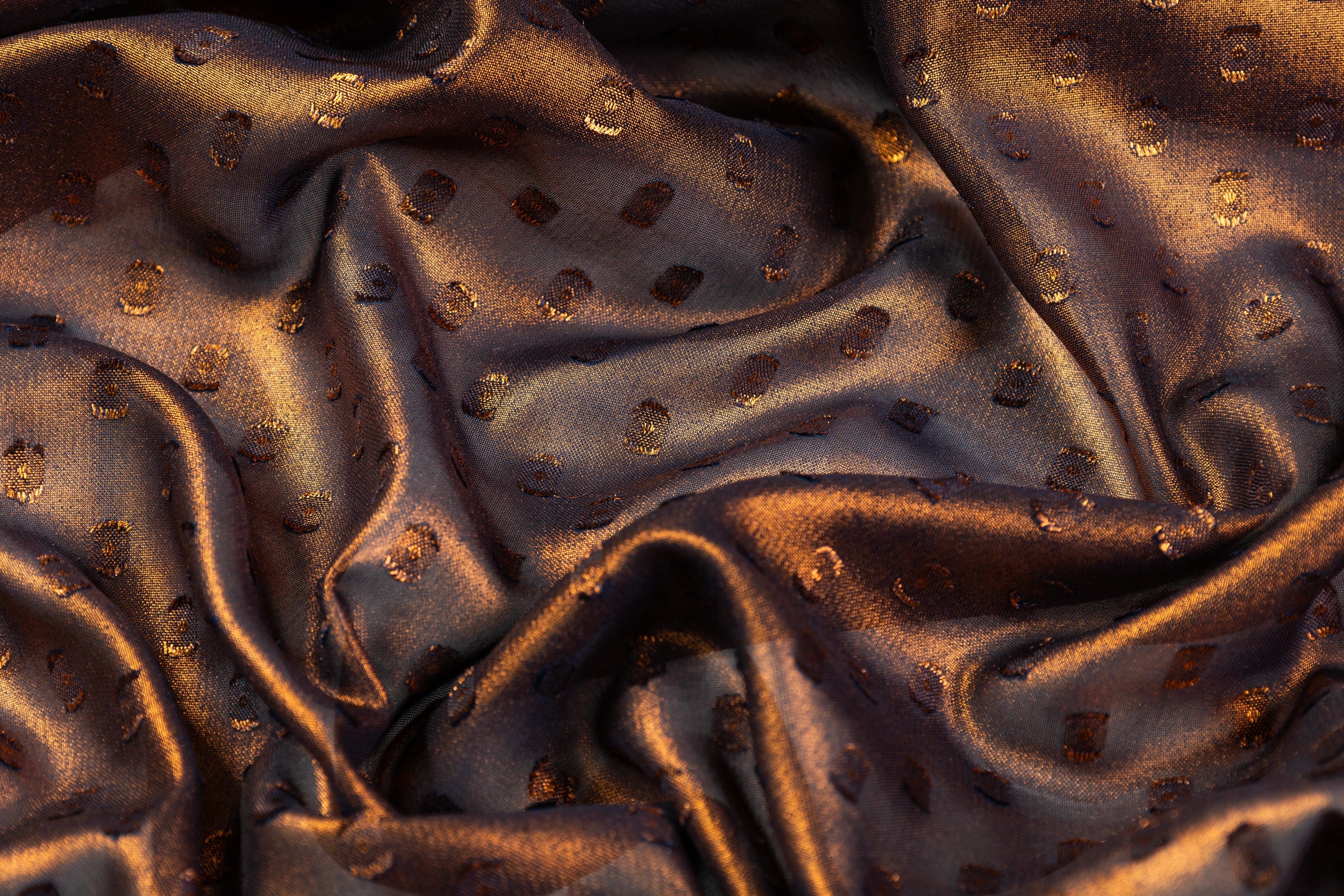 Laminated Italian Chiffon Fil Coupé - Navy / Copper