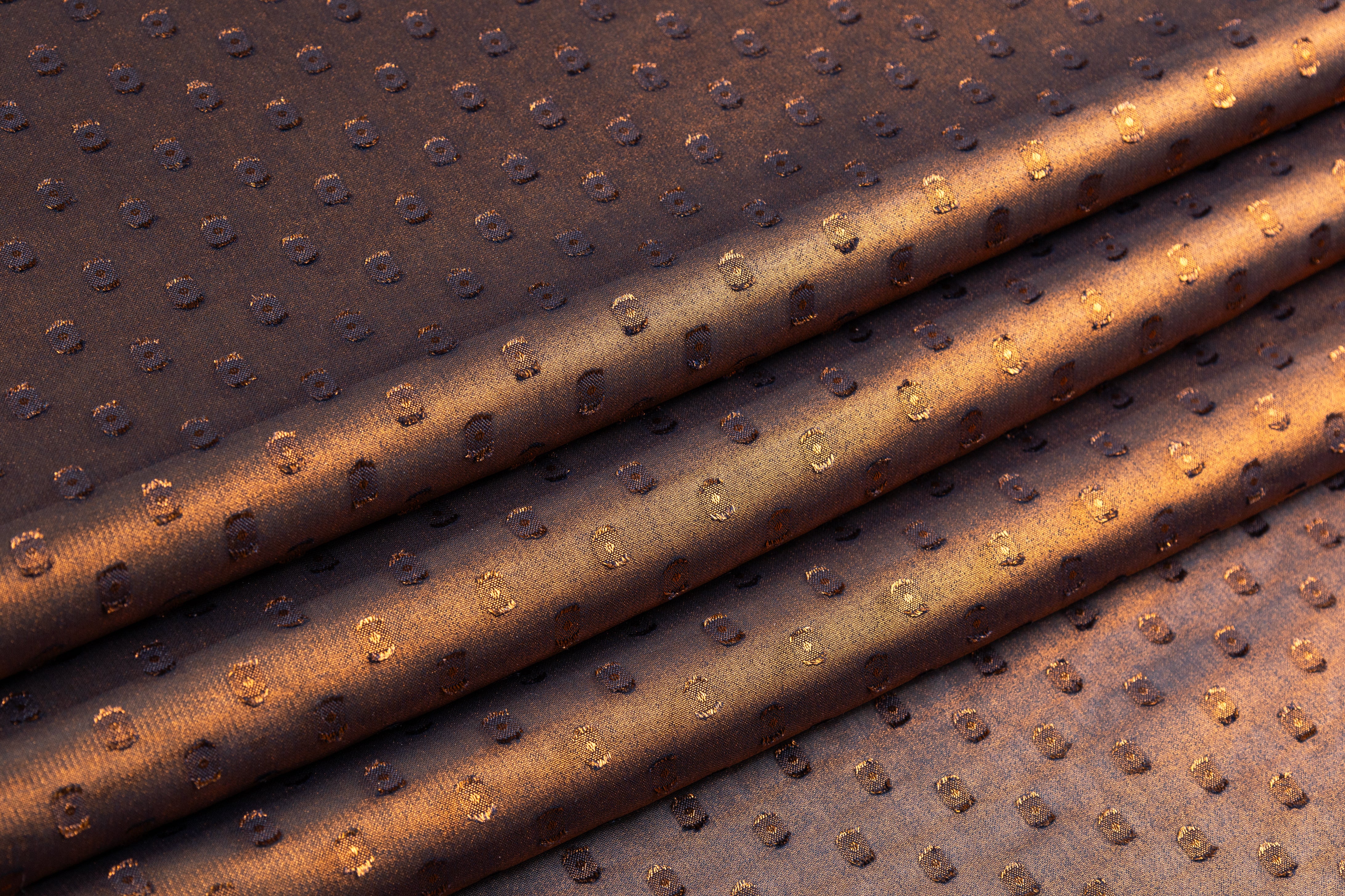 Laminated Italian Chiffon Fil Coupé - Navy / Copper