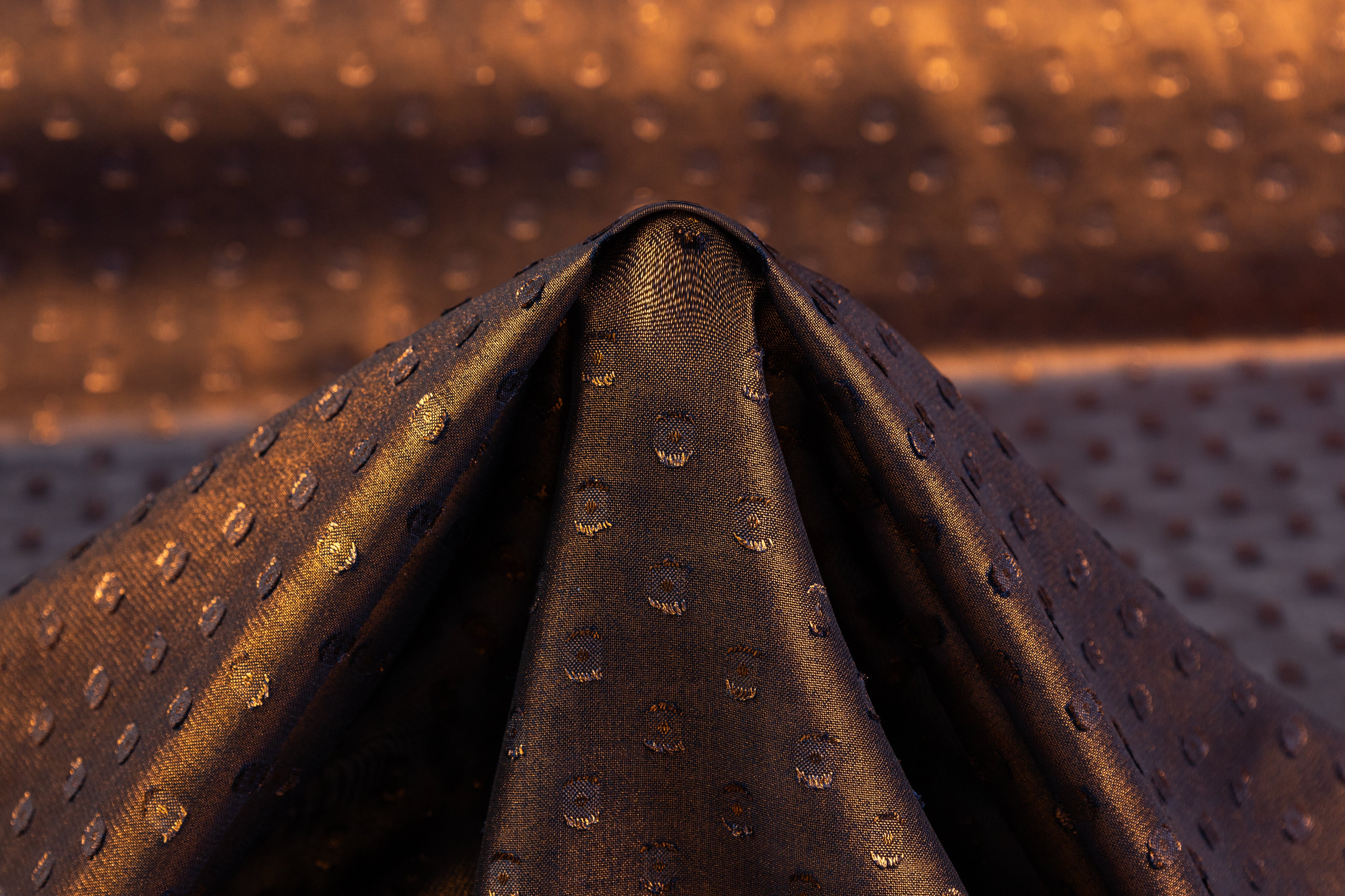 Laminated Italian Chiffon Fil Coupé - Navy / Copper