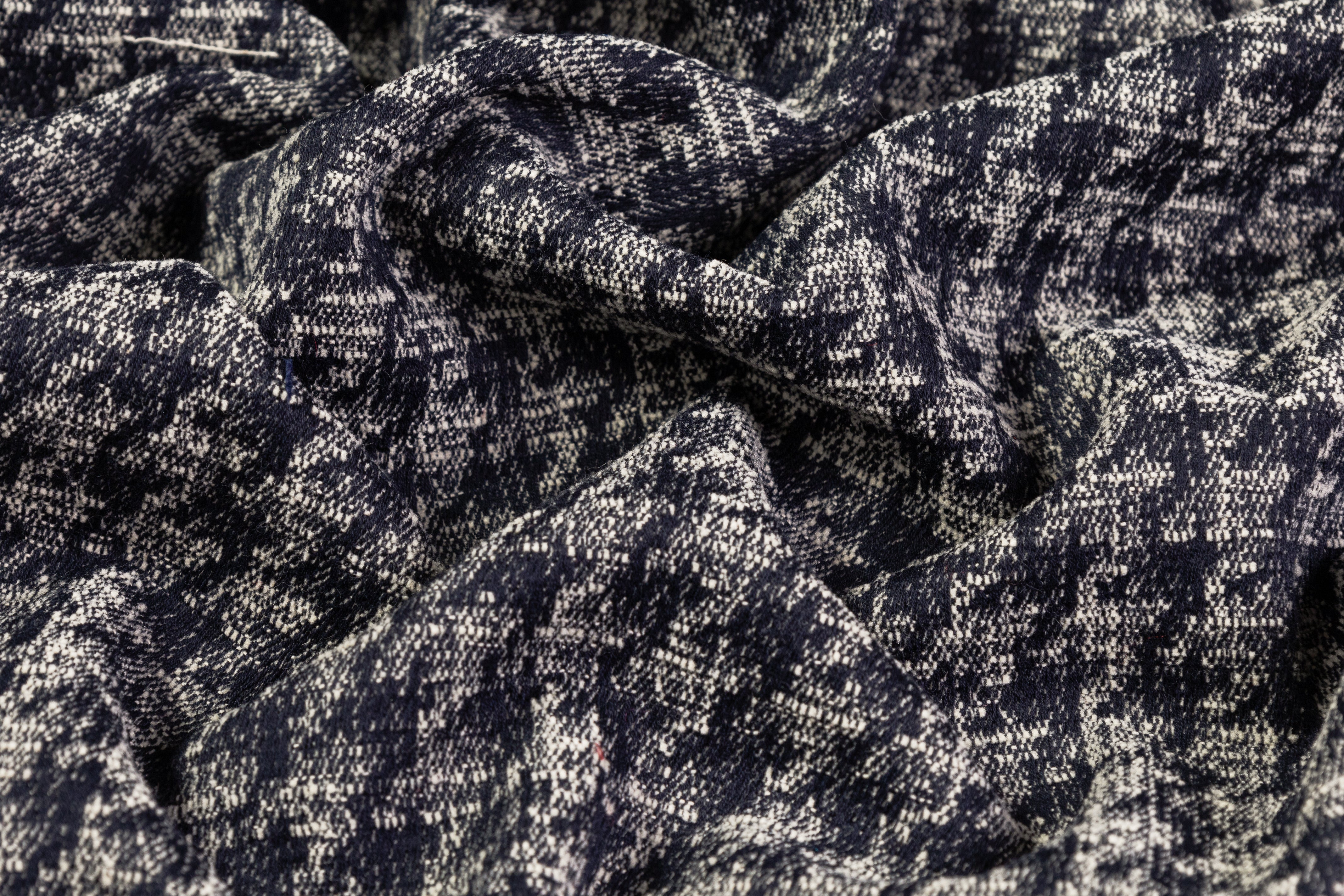 Armani - Houndstooth Italian Chenille Brocade - Blue / Off White