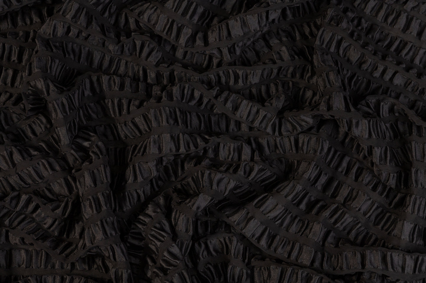 Crushed Striped Silk Burnout - Black