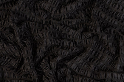 Crushed Striped Silk Burnout - Black