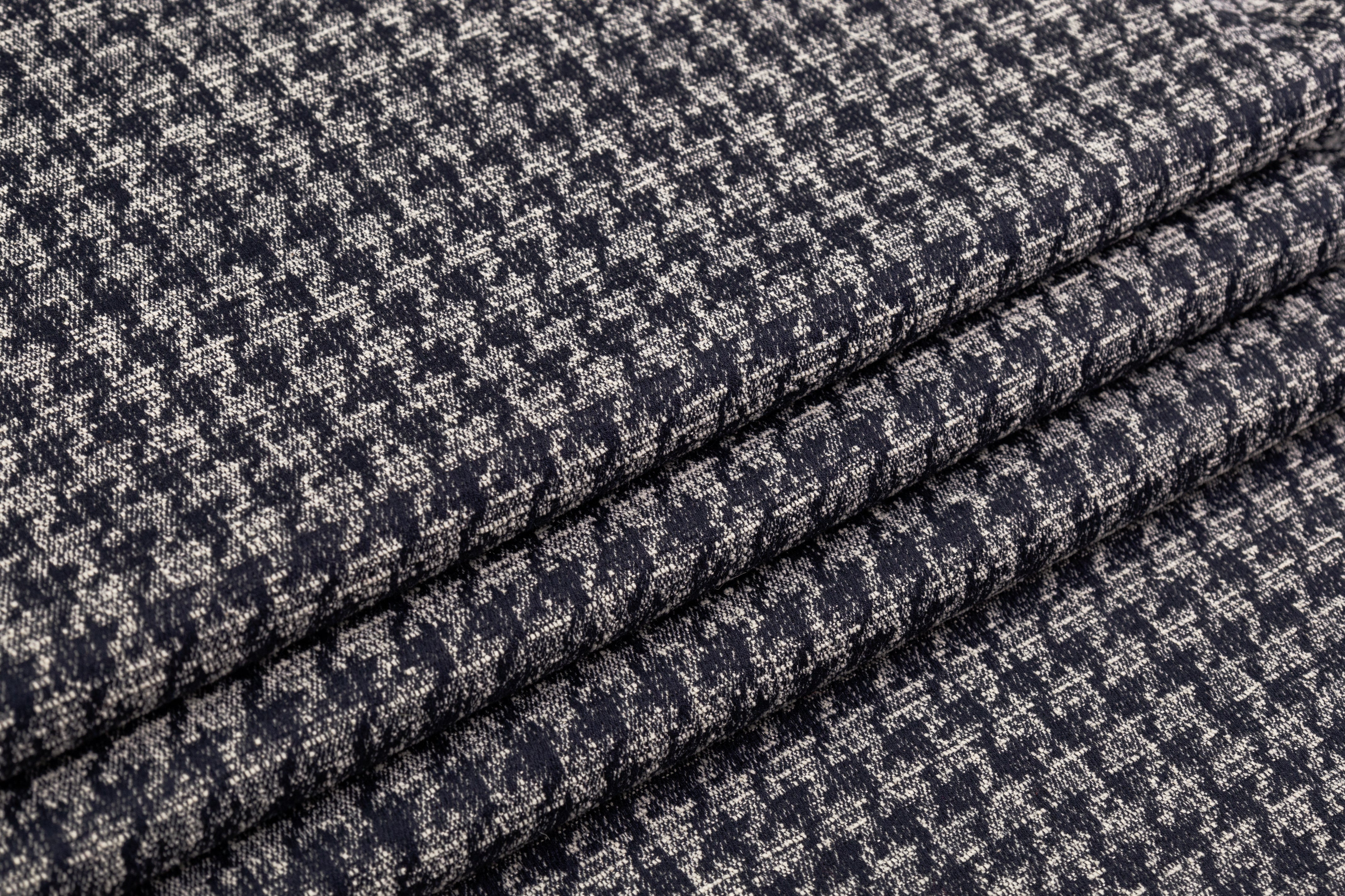 Armani - Houndstooth Italian Chenille Brocade - Blue / Off White